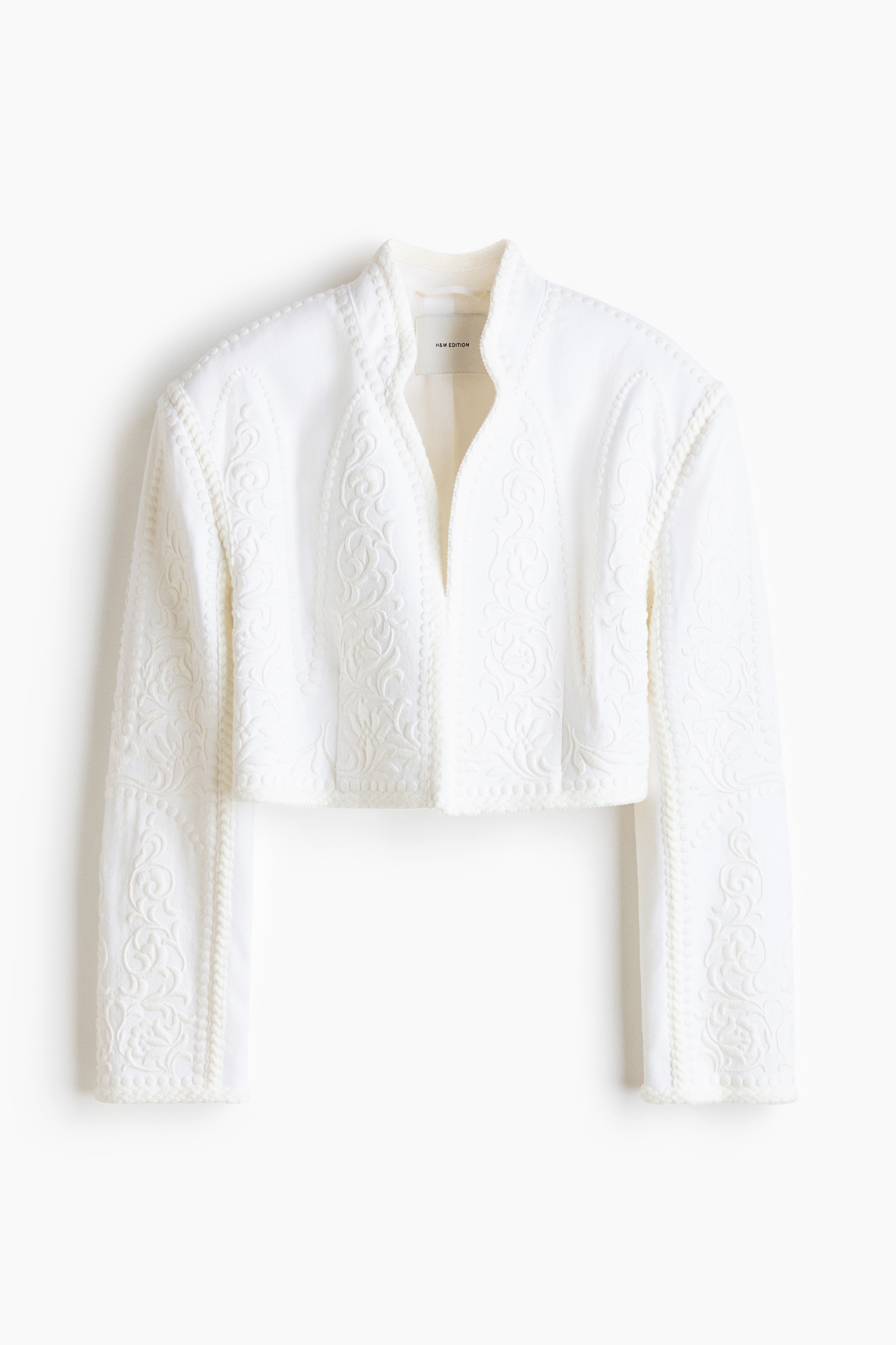 Linen-Blend Bolero Jacket - White
