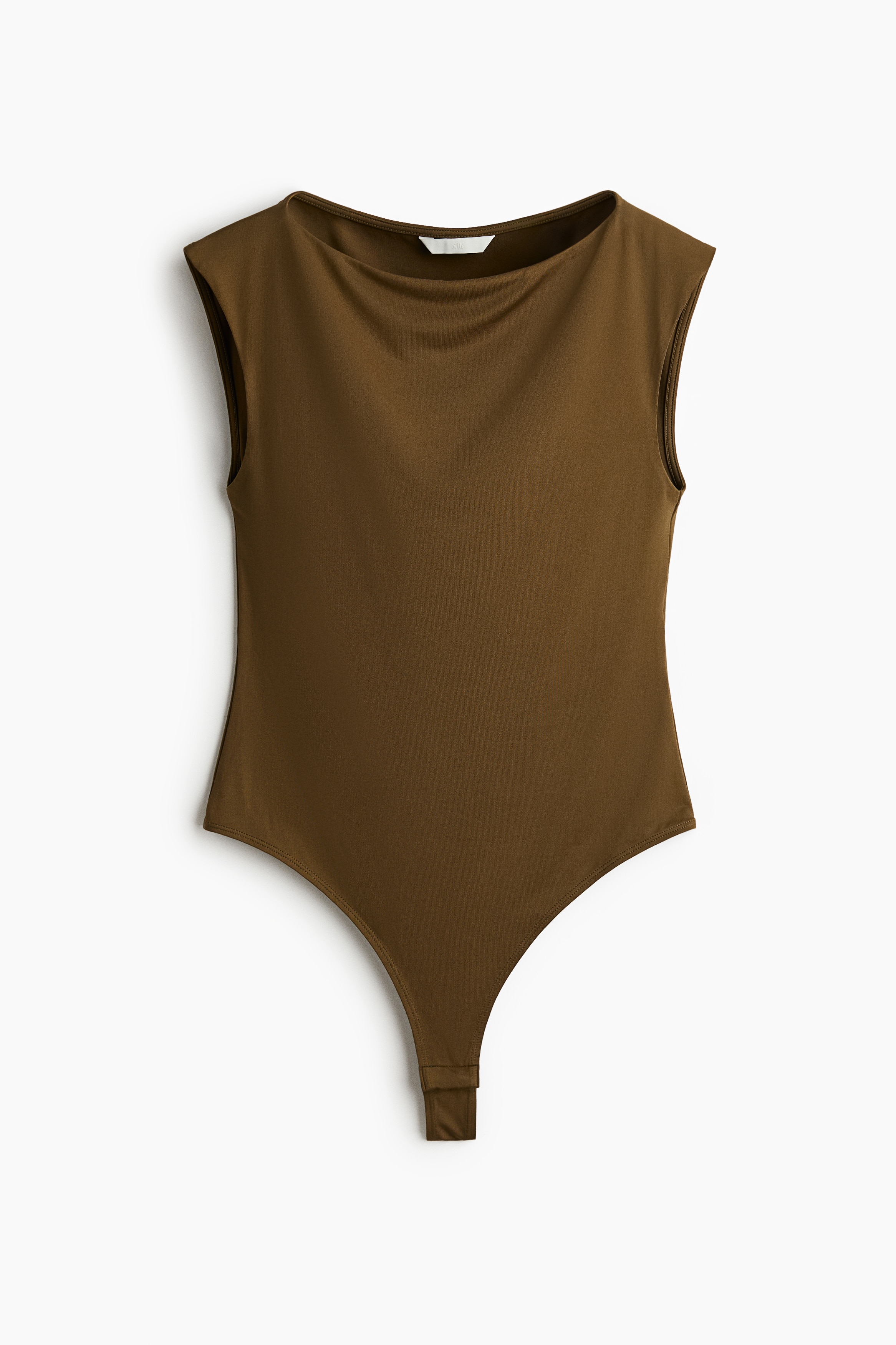 Boat-Neck Thong Bodysuit - Khaki green