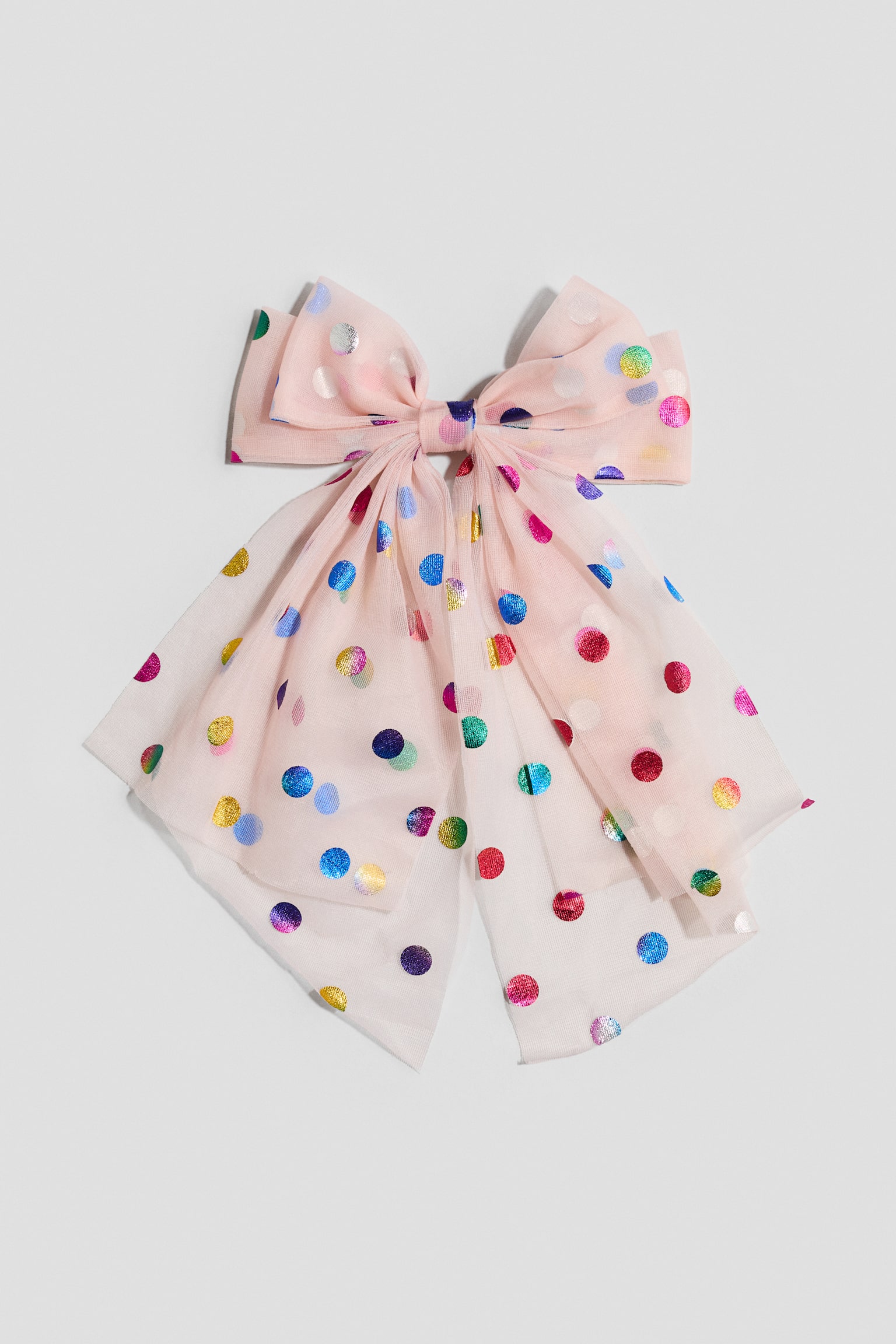 Κοκαλάκι μαλλιών με φιόγκο - Ανοιχτό ροζ/πουά - 2