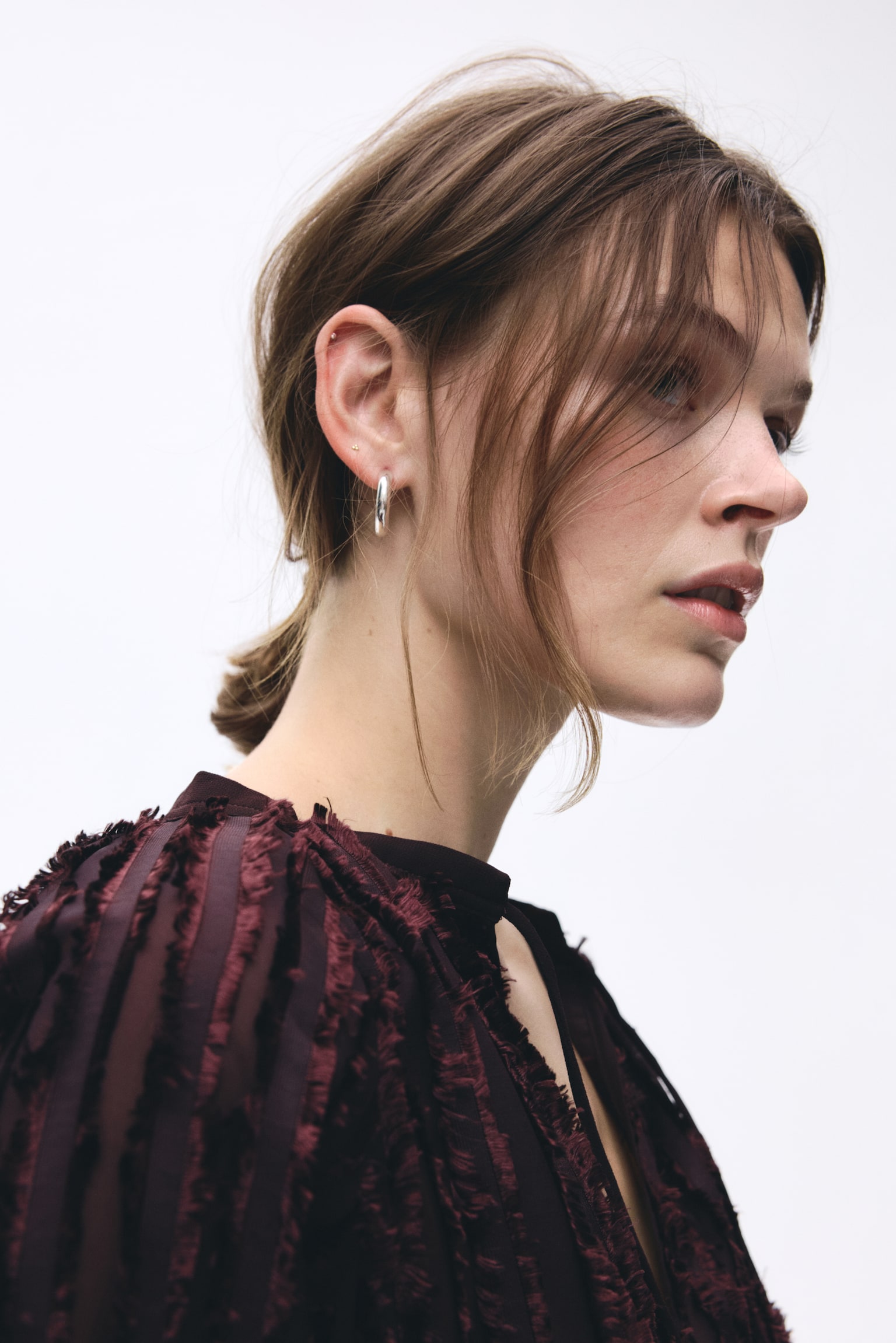 Halenka z žakárové tkaniny - Tmavá švestkově fialová - 3