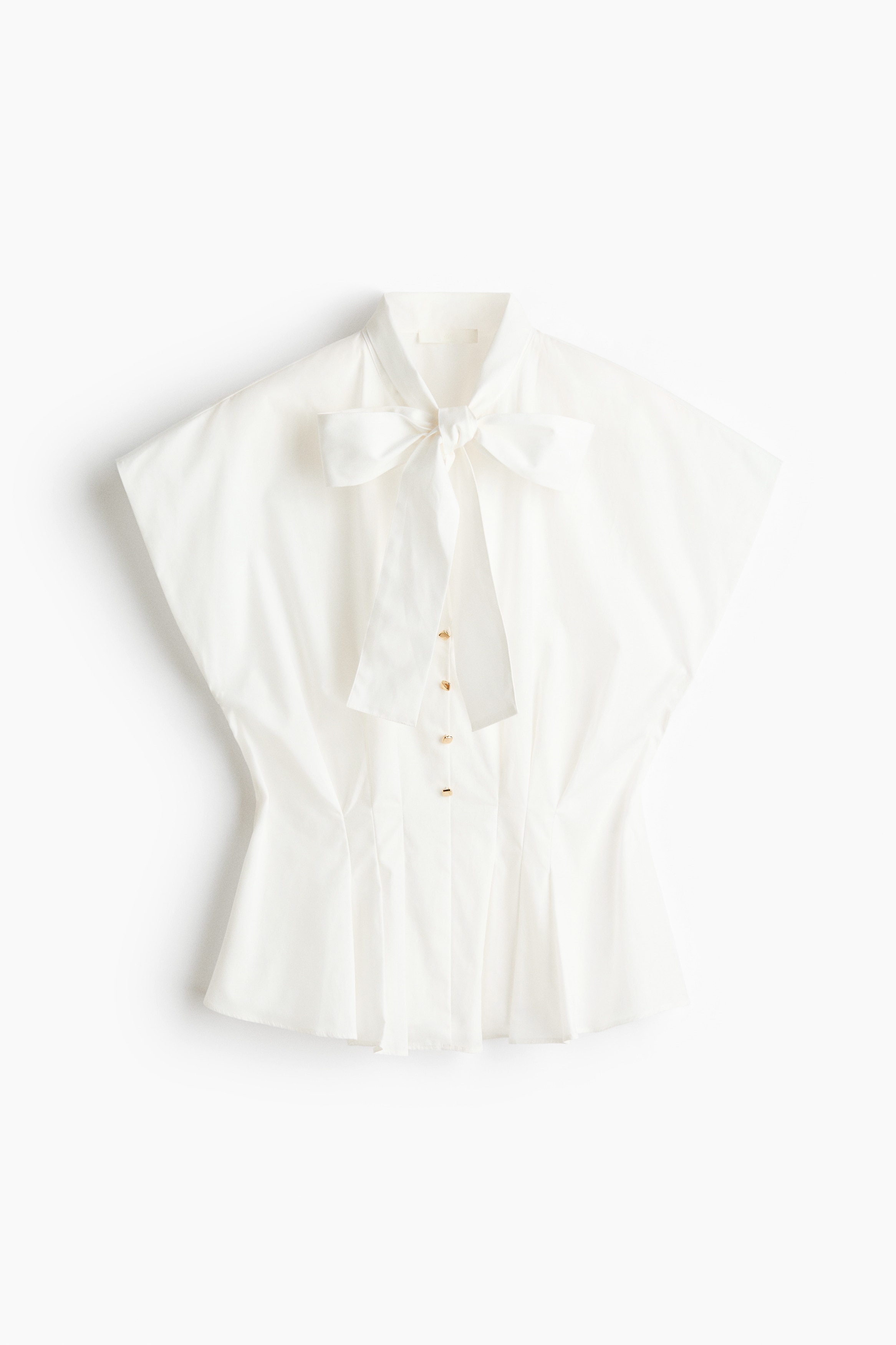 Bow-collar peplum blouse - Cream