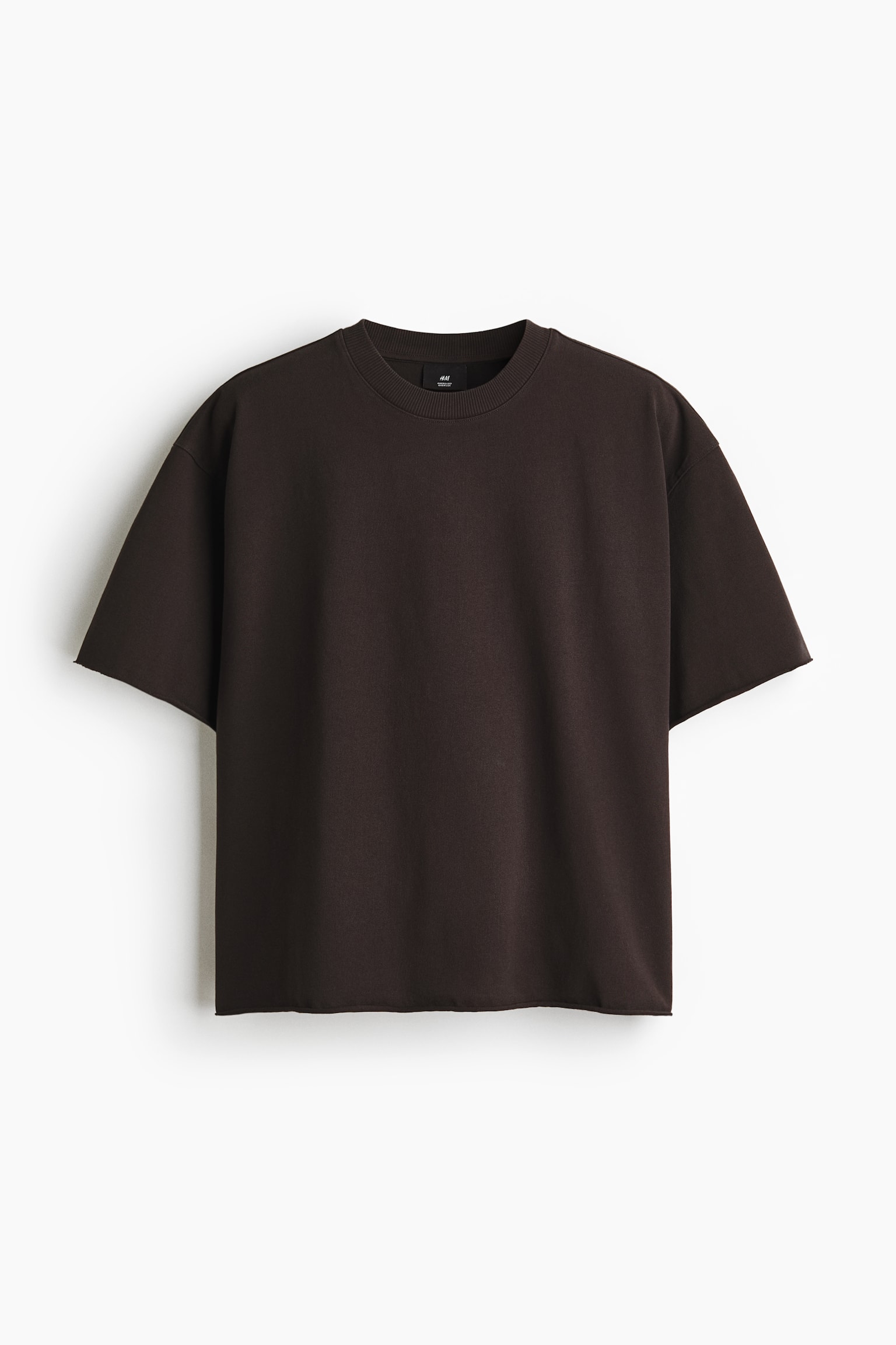 Oversized Boxy T-Shirt - Dark brown/White