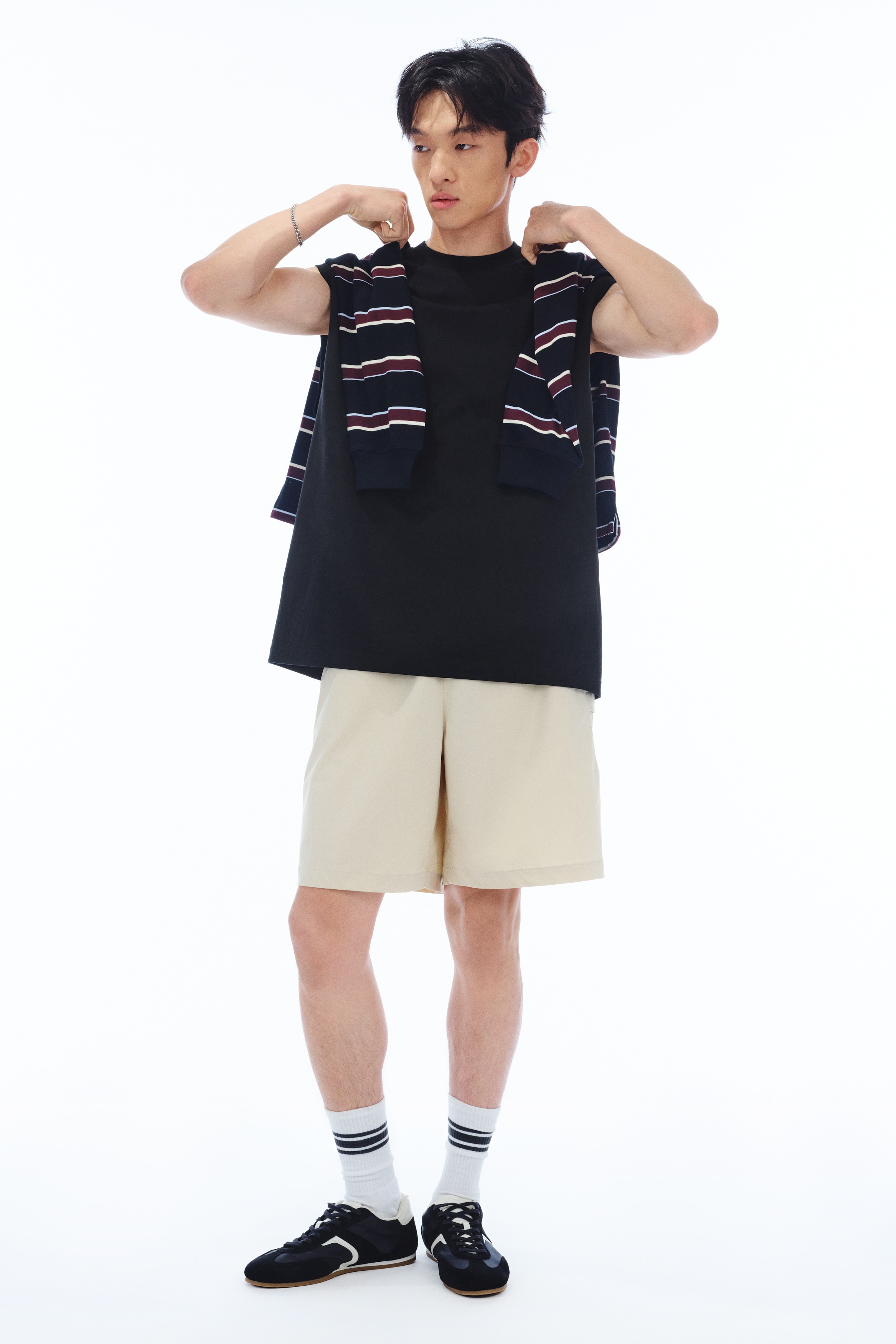 Loose Fit Tank Top - Black/Light khaki green/Cream