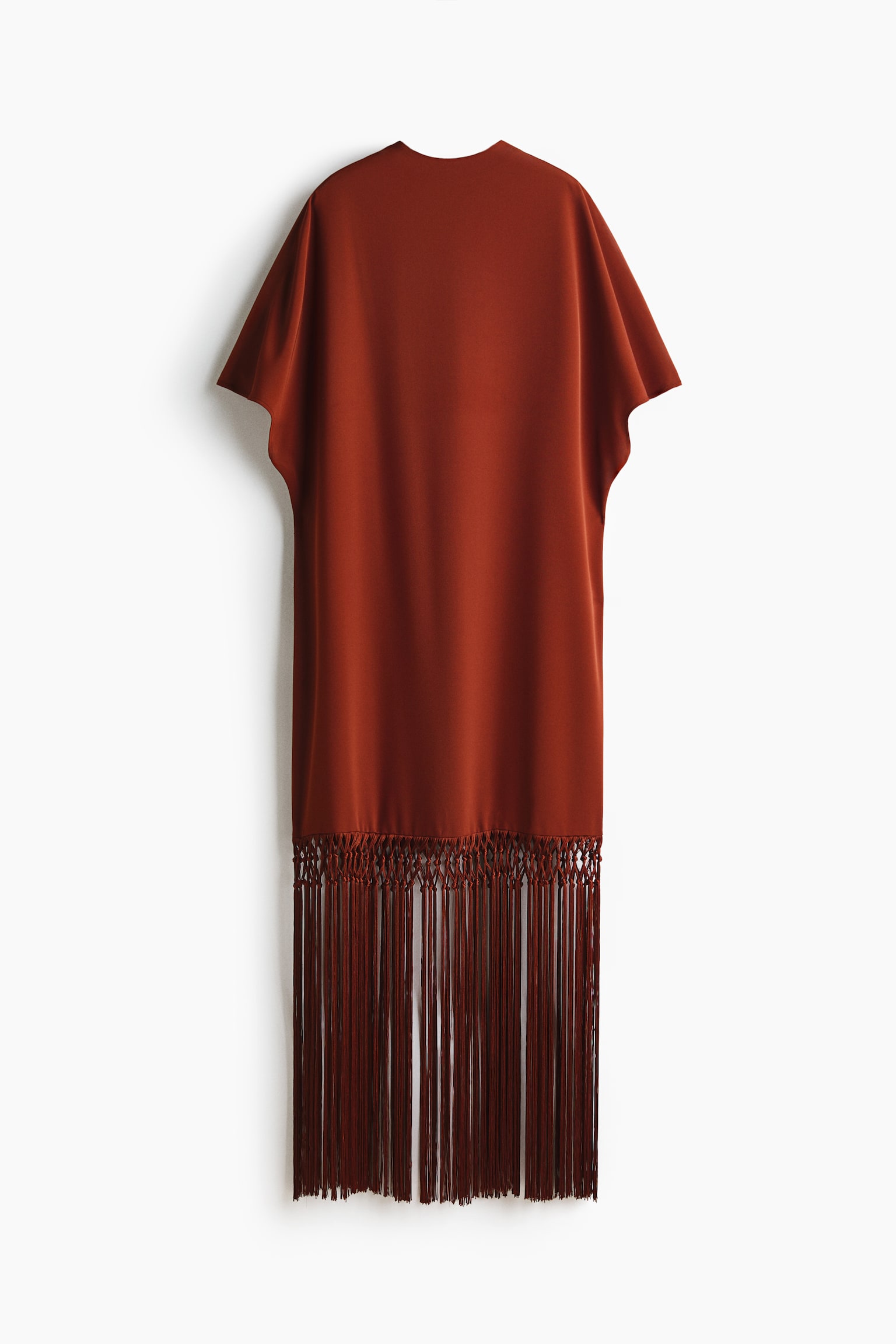 Fringe-trimmed dress - Rust red - 2