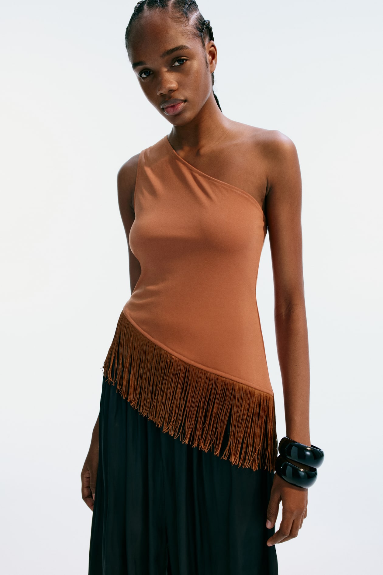 One-Shoulder Top with Fringe - image 5