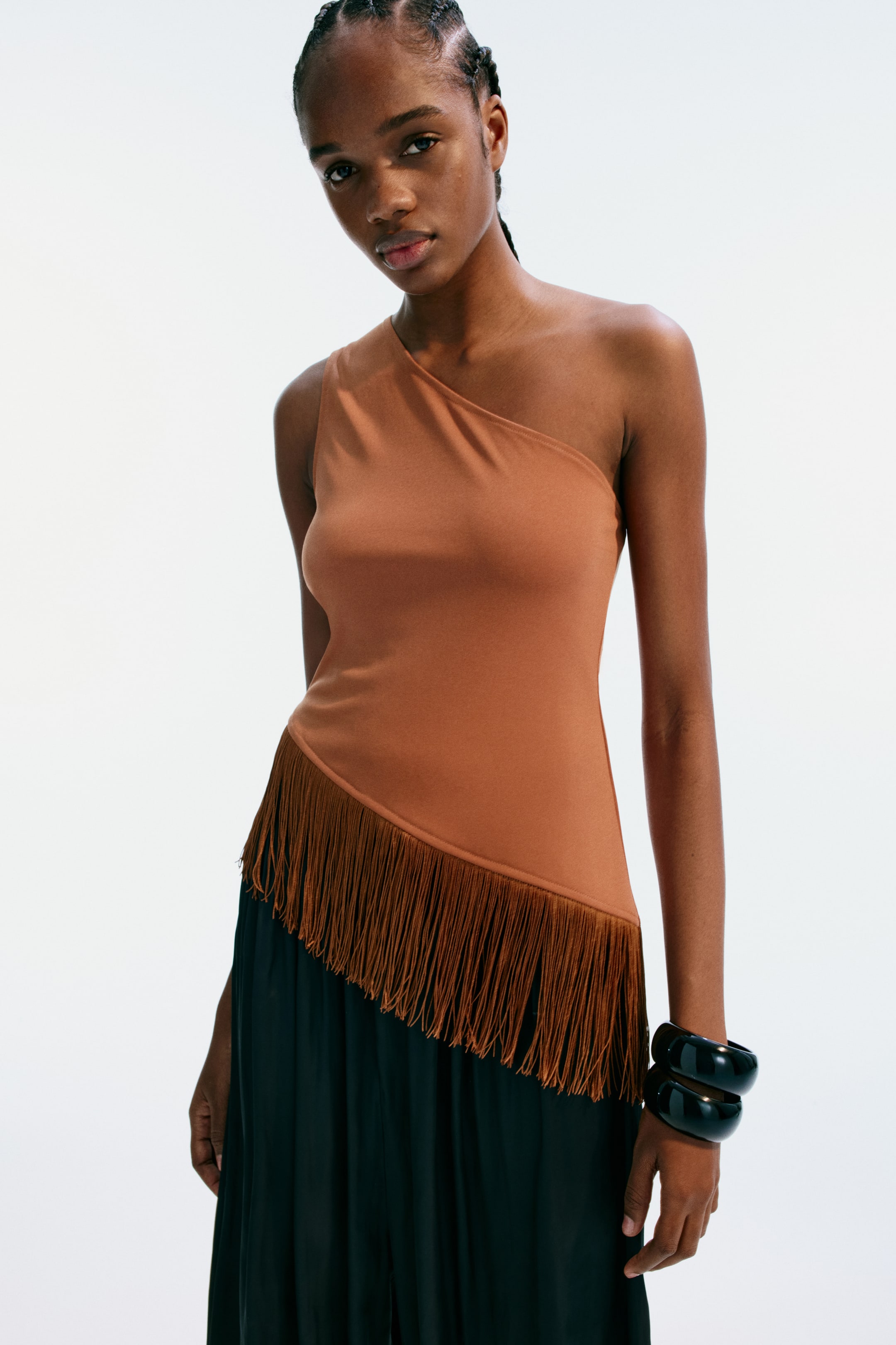 One-Shoulder Top with Fringe