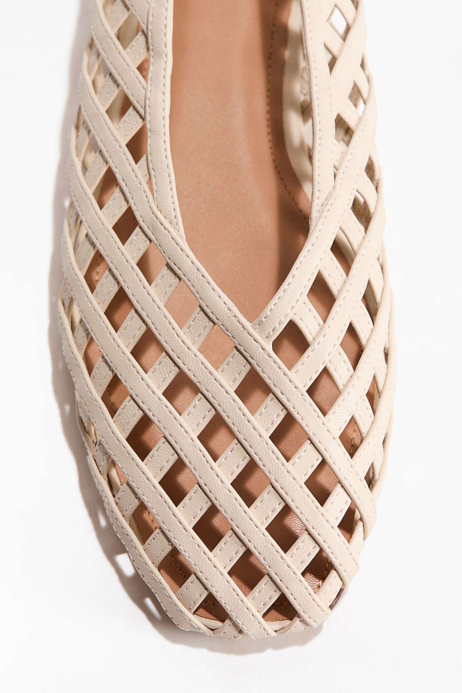 Braided-look ballet flats - Light beige/Dark peach pink/Black/Dark brown/Dark khaki green - 4