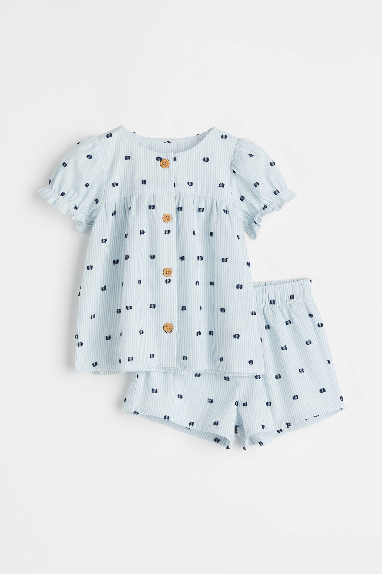 2-piece Cotton Set - White/blue striped - Kids | H&M US