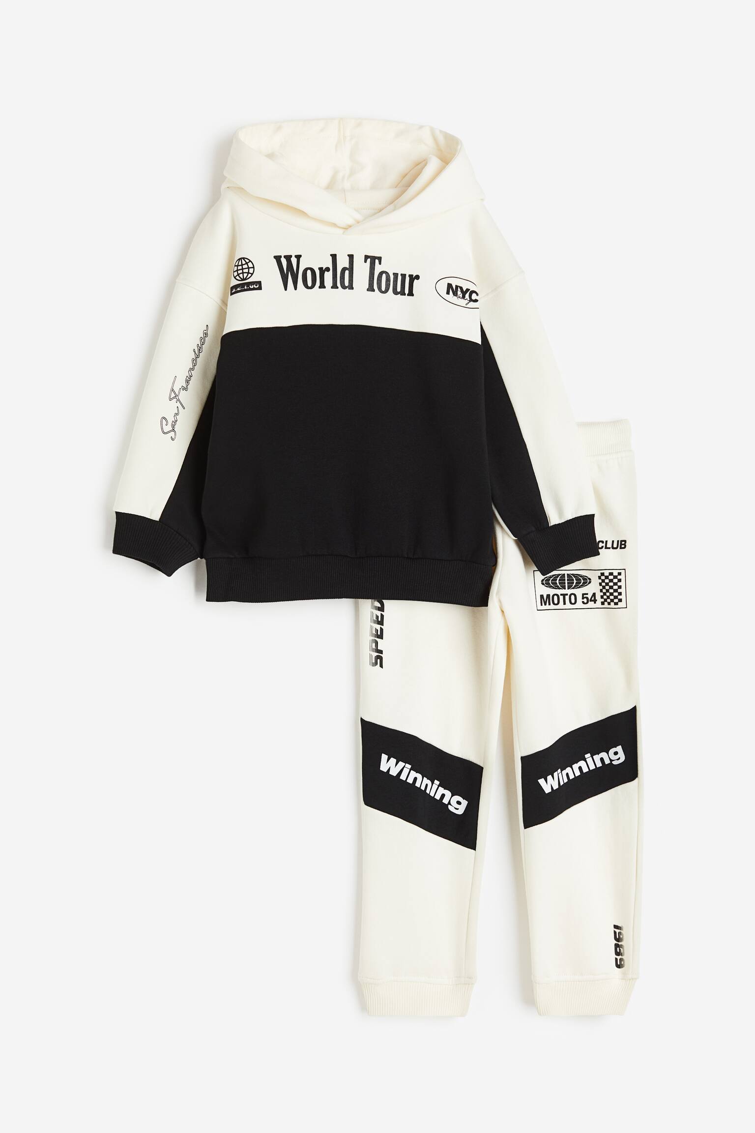 2-piece sweatshirt set - White/Block-coloured