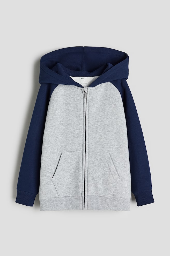 Zip-through hoodie - Dark blue/Light grey marl/Navy blue/Black/Light grey marl/dc/dc/dc - 1