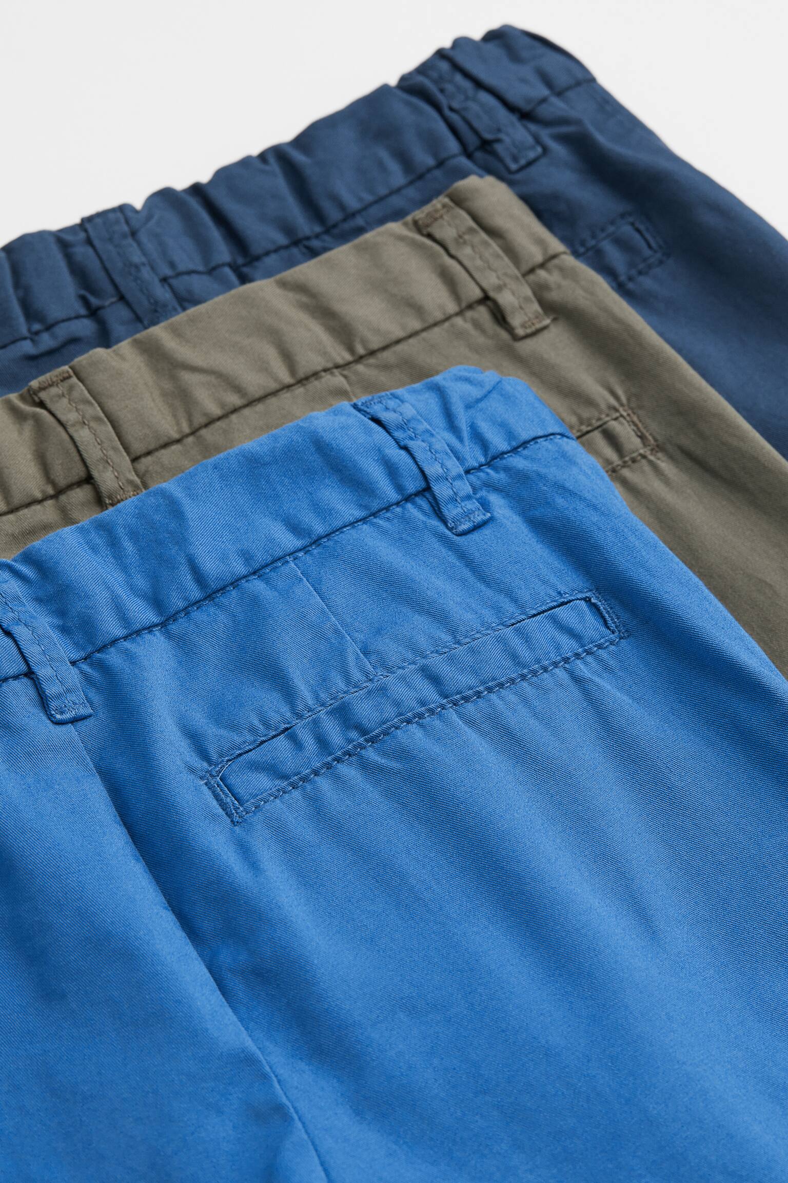 3-pack Cotton Chino Shorts - Navy blue/Khaki green/Blue - 2