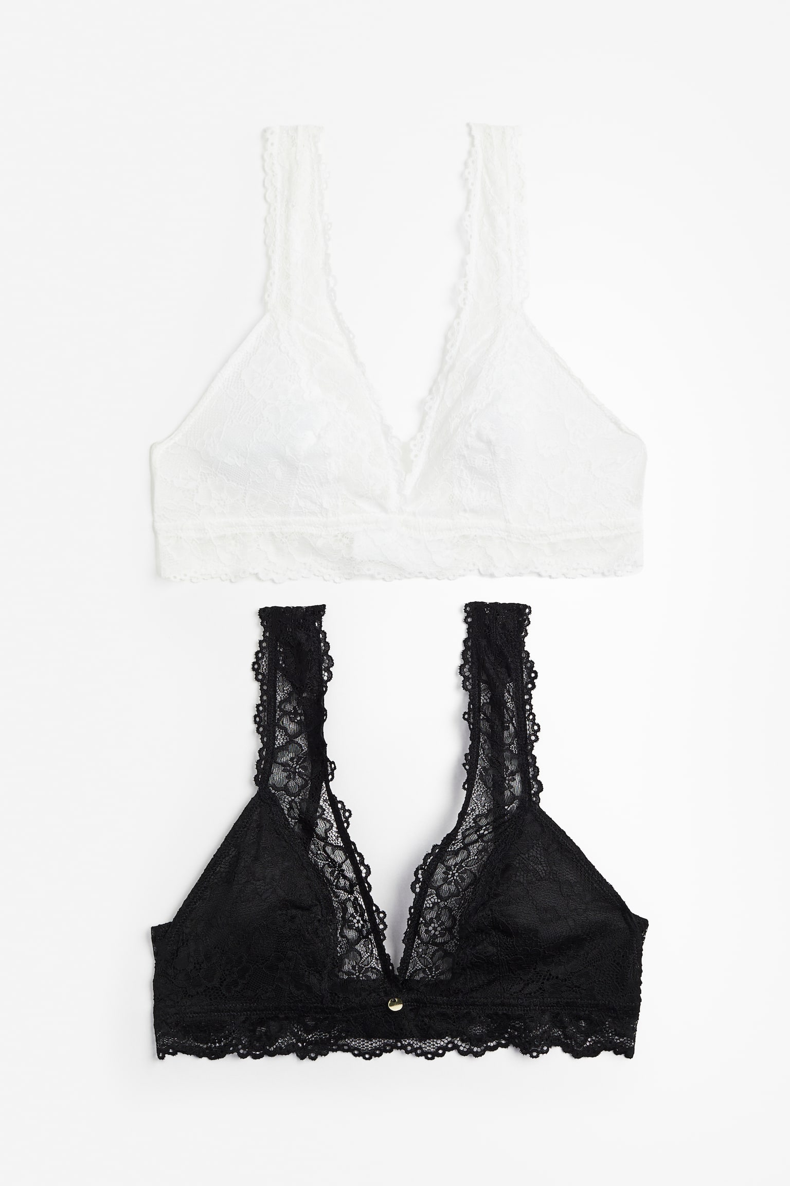 2-pack Soft Lace Bras - Black/White - 1