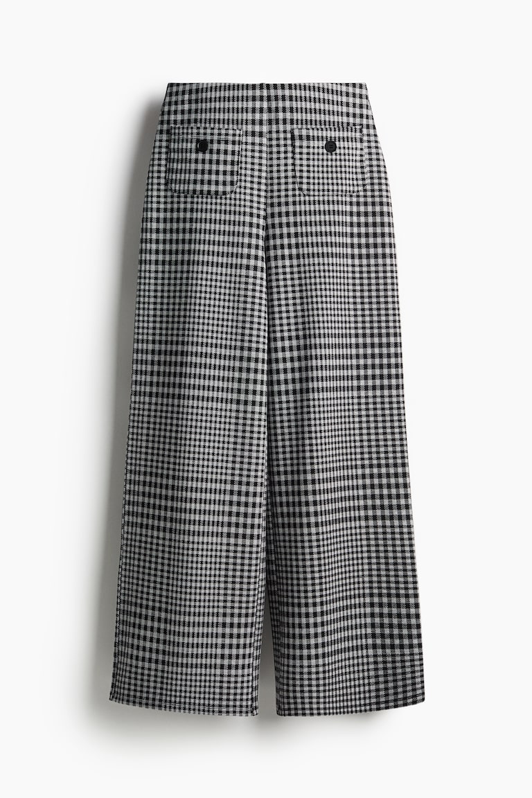Wide jersey trousers Black/Checked Ladies H&M IN