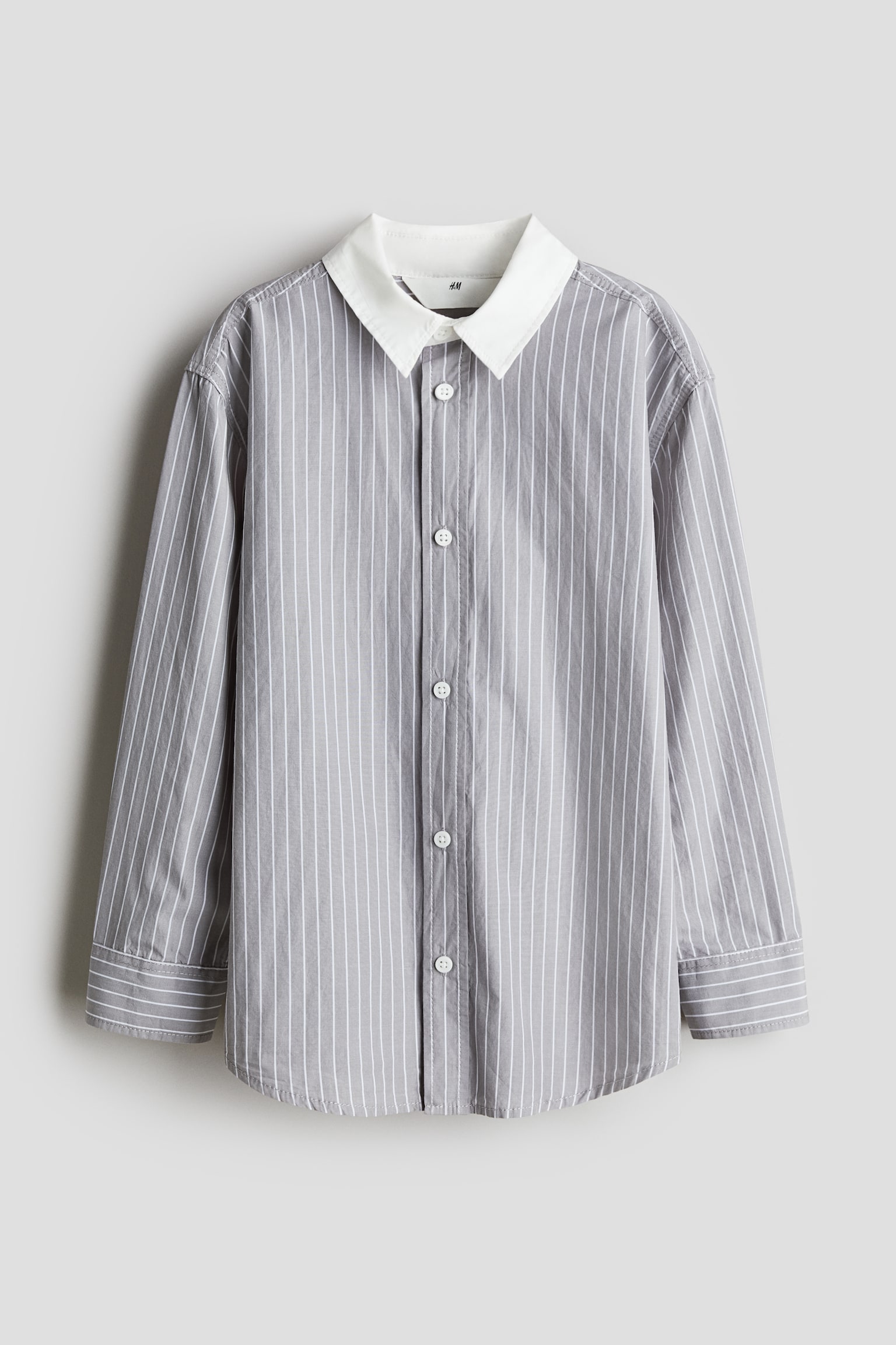 Loose-fit shirt - Light grey/Striped - 1