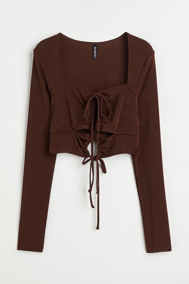Cropped cut-out top - Brown/Black - 1