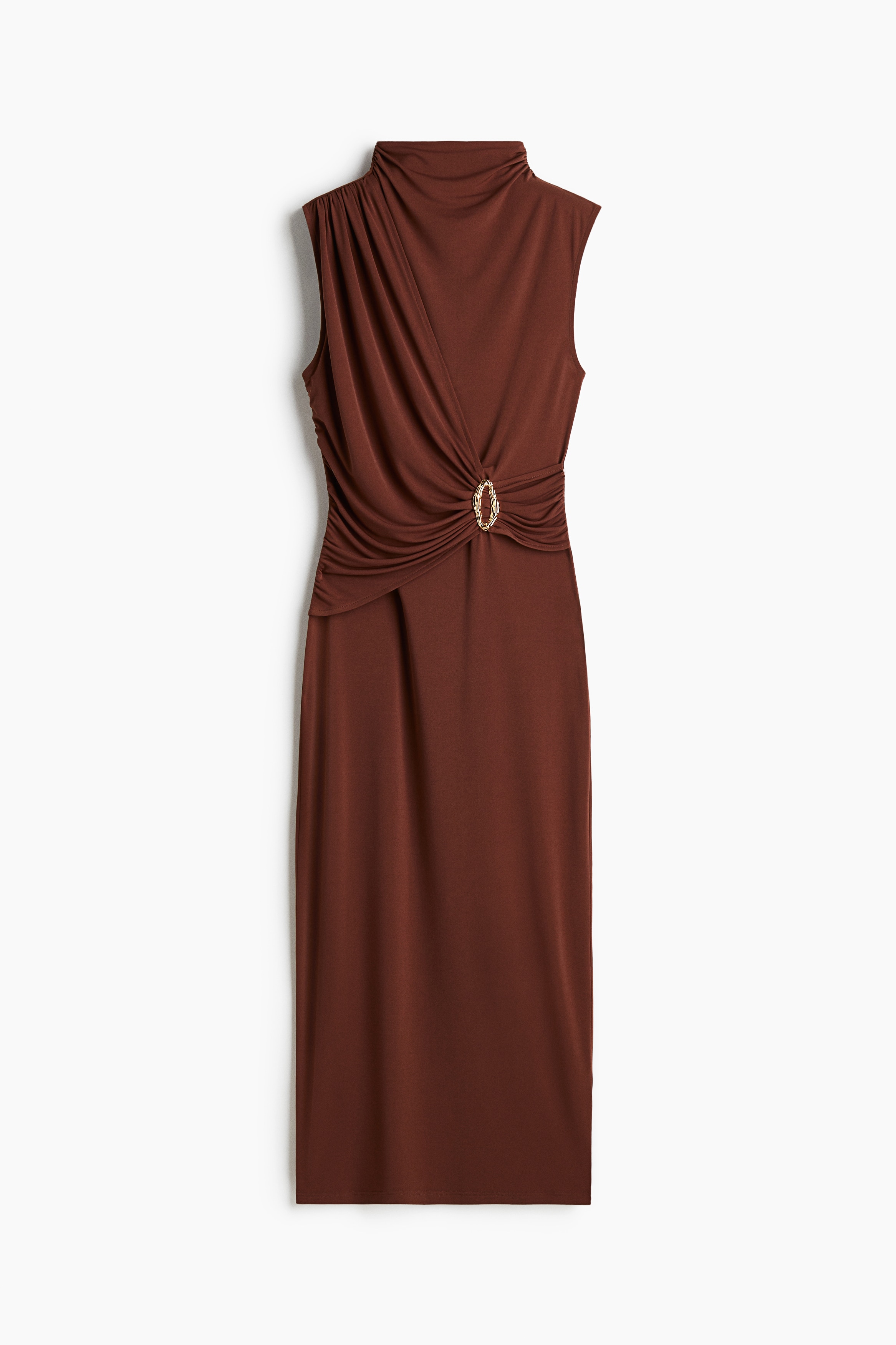 Drapiertes Kleid mit Turtleneck - Braun