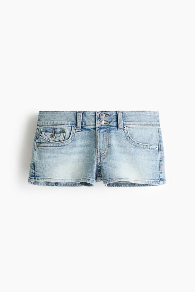 Low-Waist Mini Denim Shorts - Light denim blue/Denim blue - 1