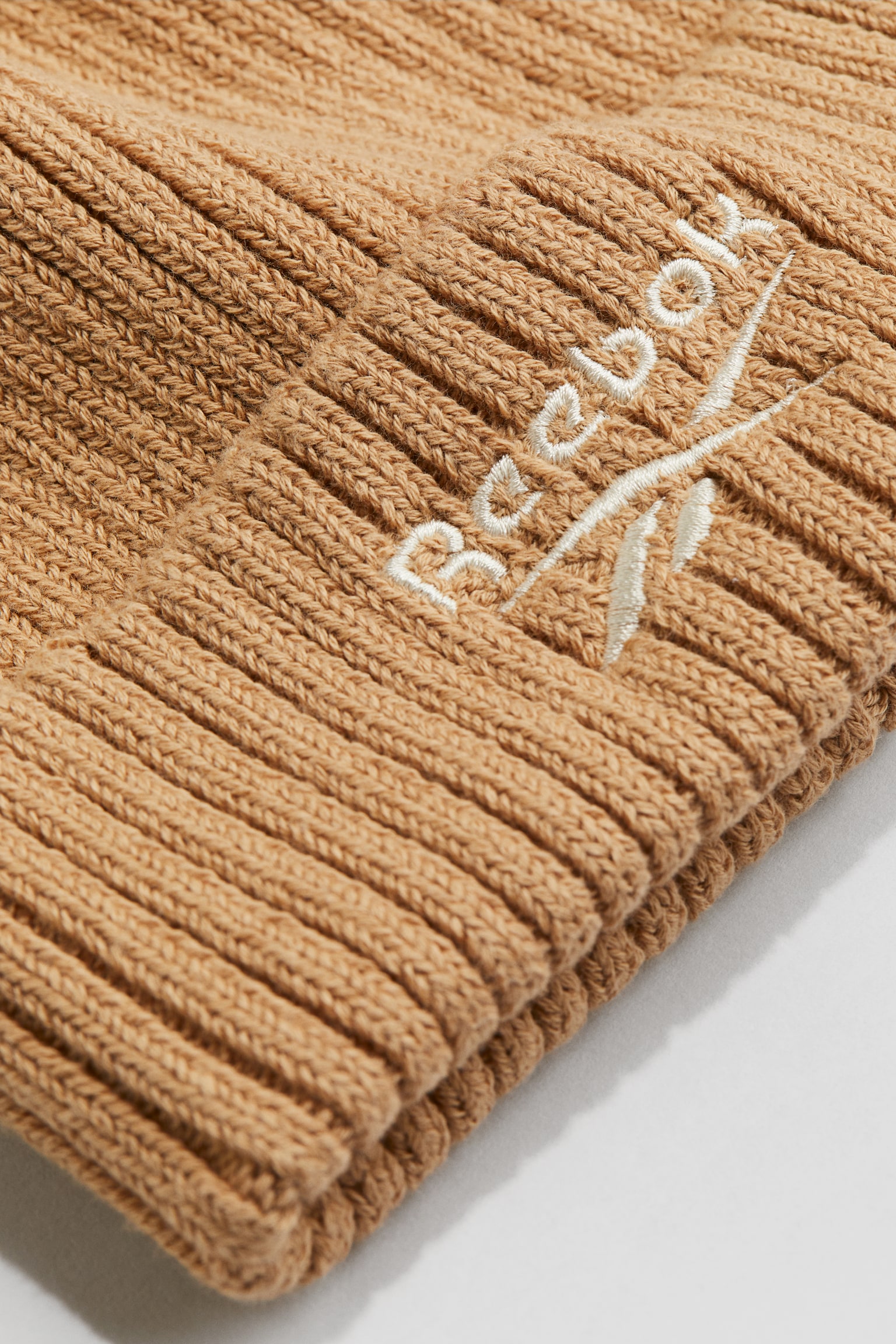 Embroidered-motif rib-knit beanie - Beige/Reebok - 3