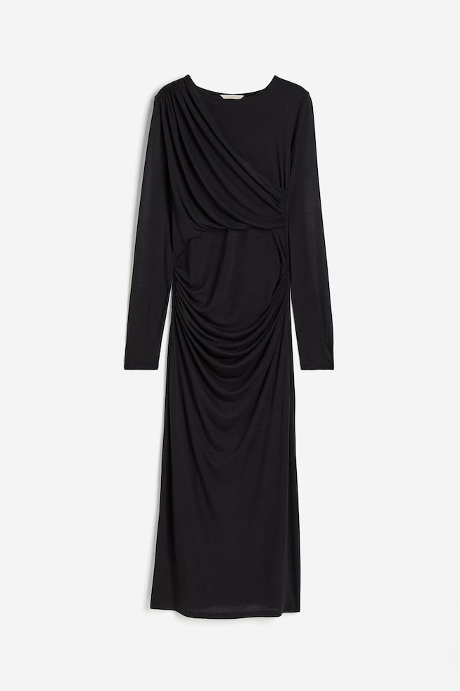 Drapowana sukienka dżersejowa - Czarny - 2