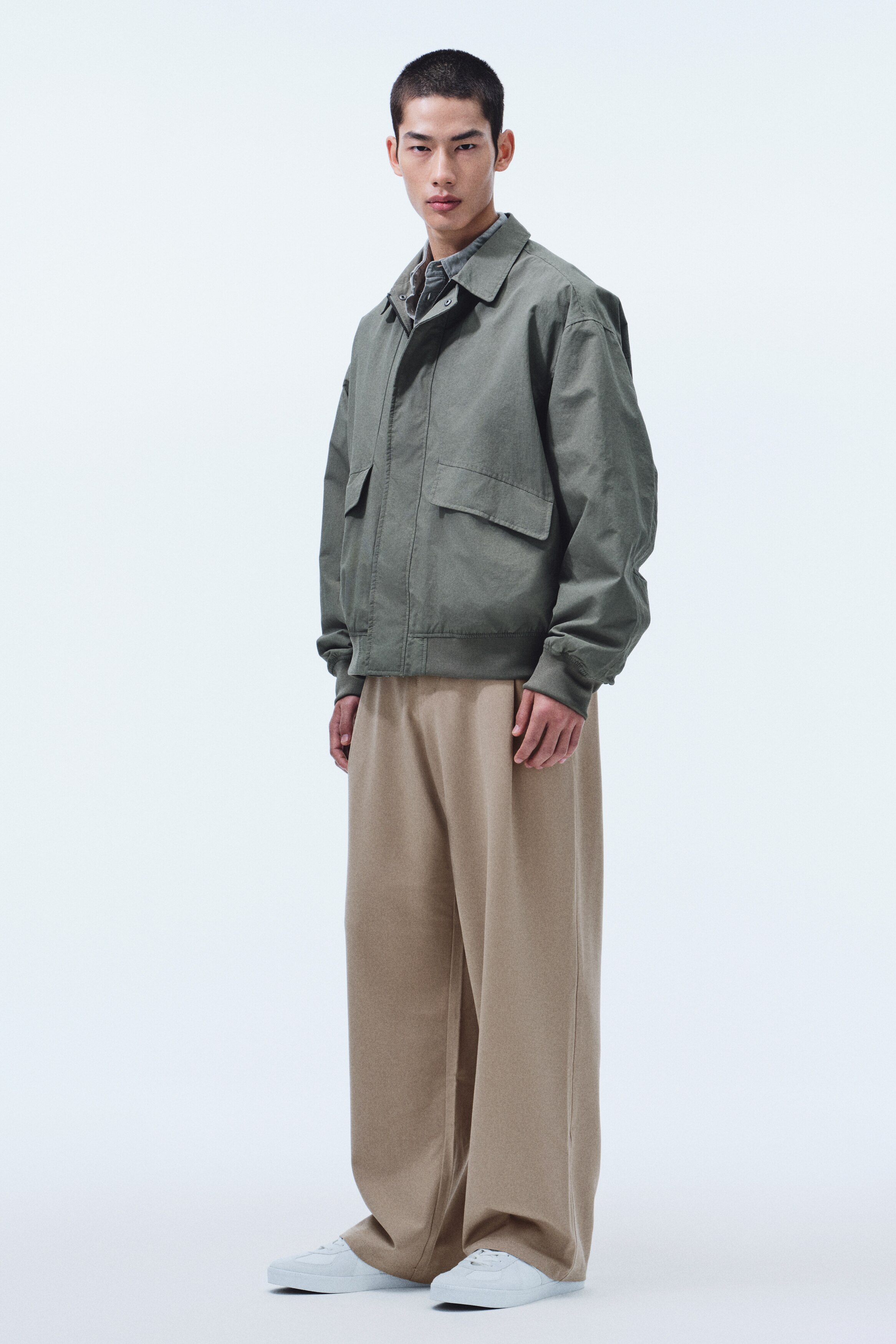 Loose Fit Tailored trousers - Beige/Black/Dark khaki green