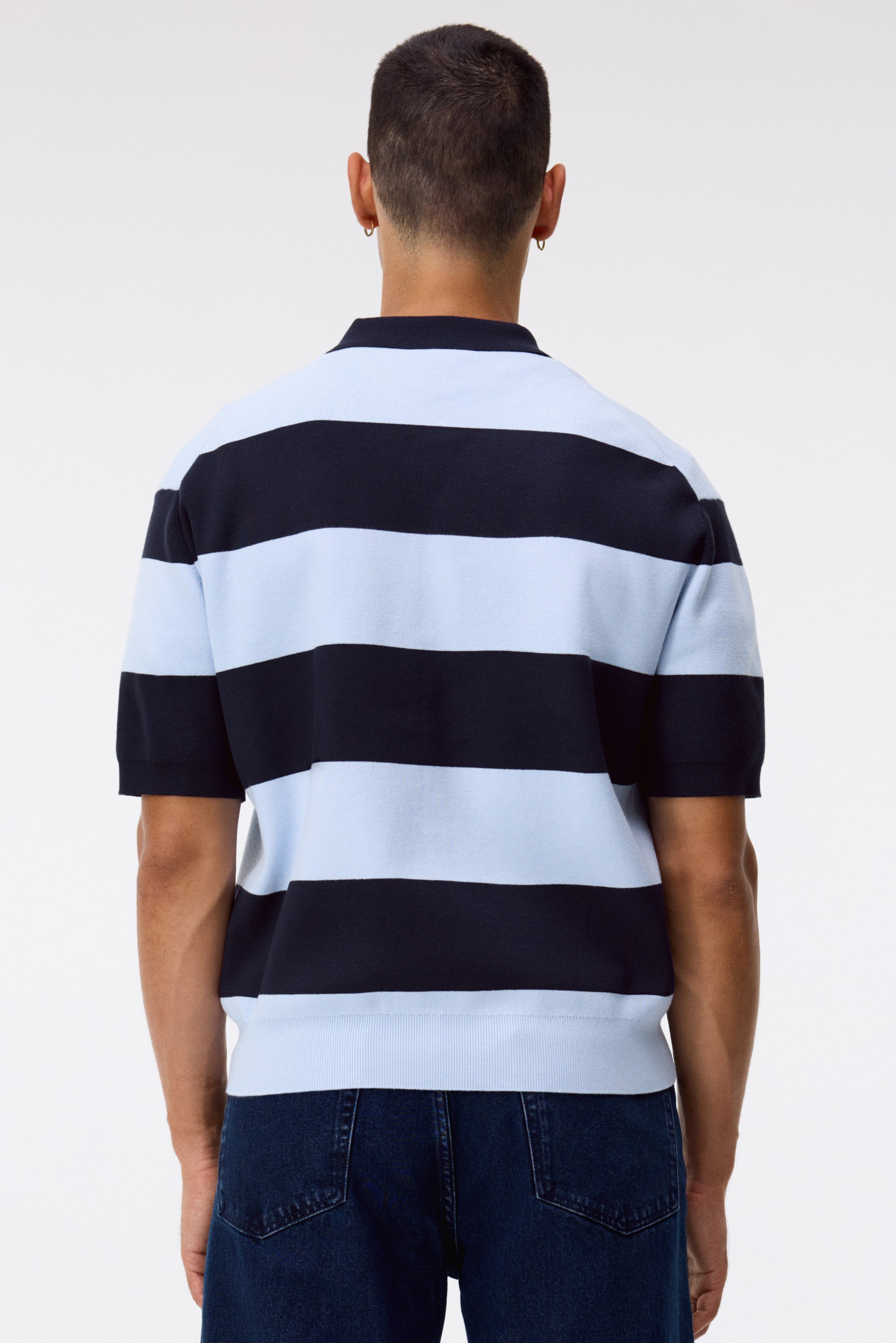 View larger image: Regular Fit Polo shirt - Navy blue/Striped - Men | H&M US 4