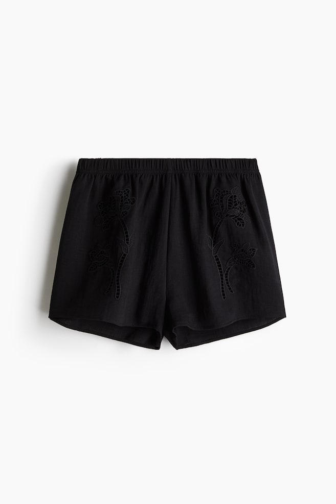 Shorts mit Broderie Anglaise - Schwarz/Hellgelb/Cremefarben/Grün/Hellgelb - 1