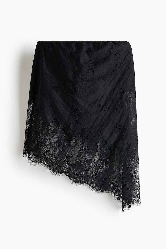 Asymmetric lace top - Black - 1