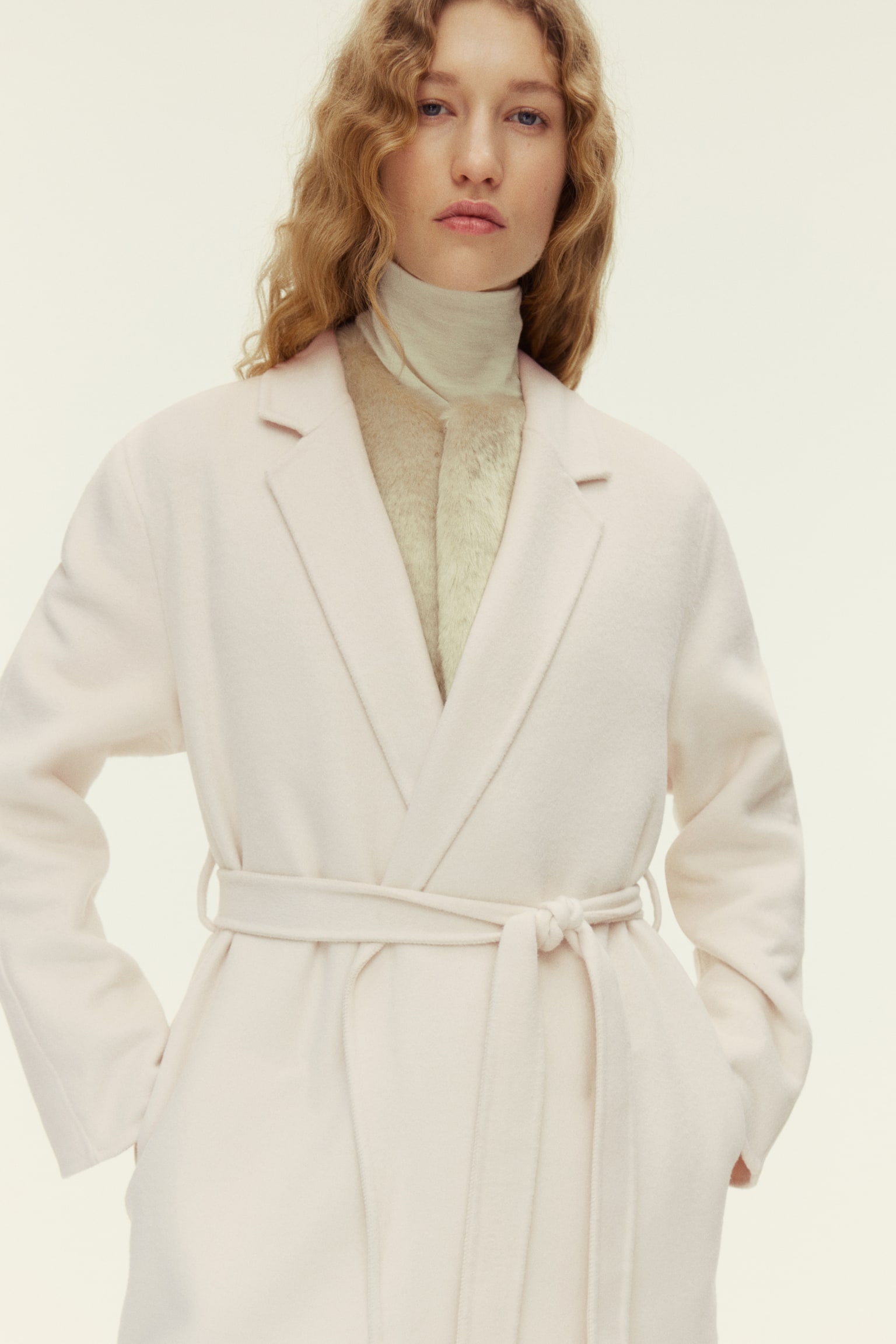 Handmade wool-blend coat - Cream - 3