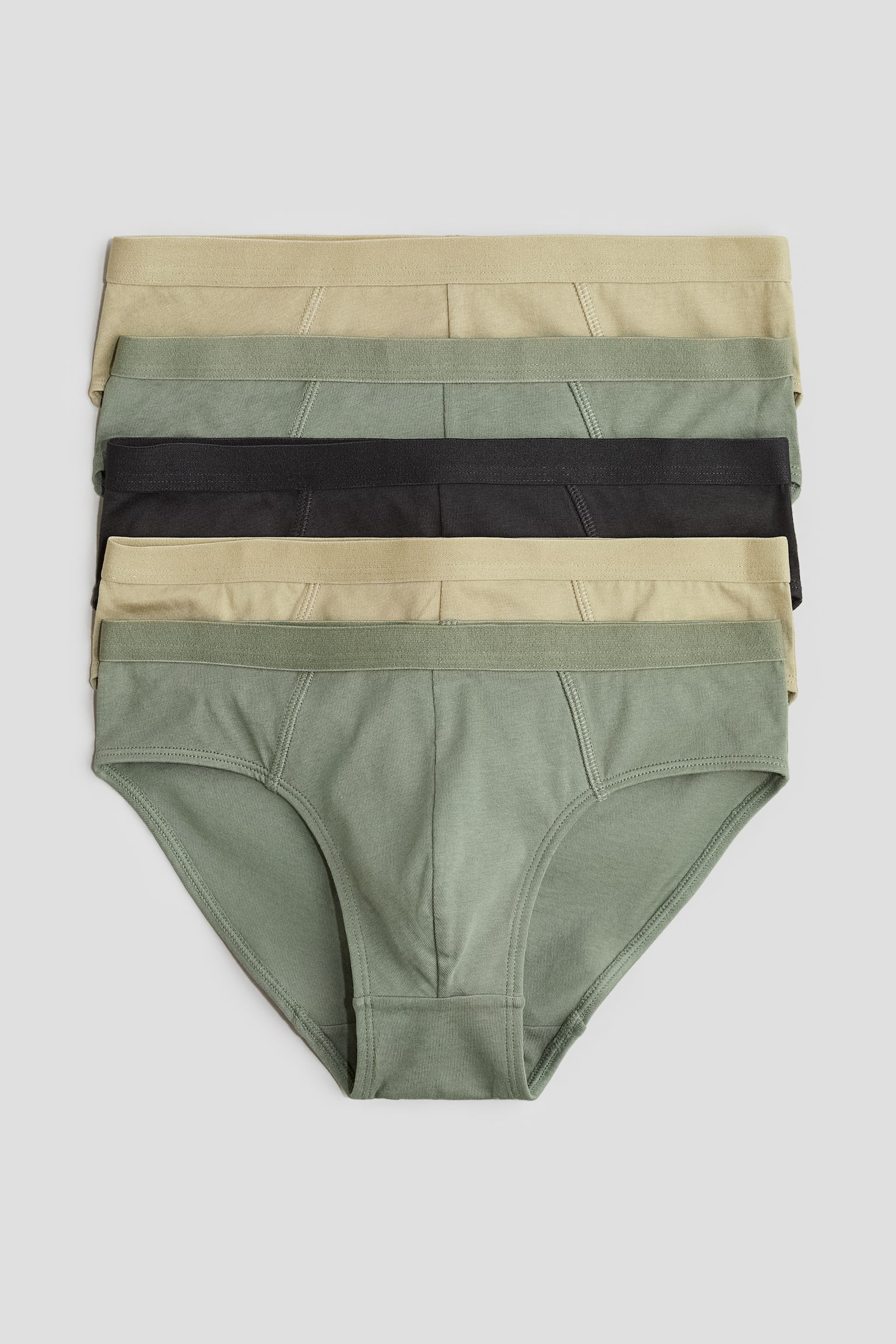 5-pack boys' briefs - Khaki green/Beige/Black - 1