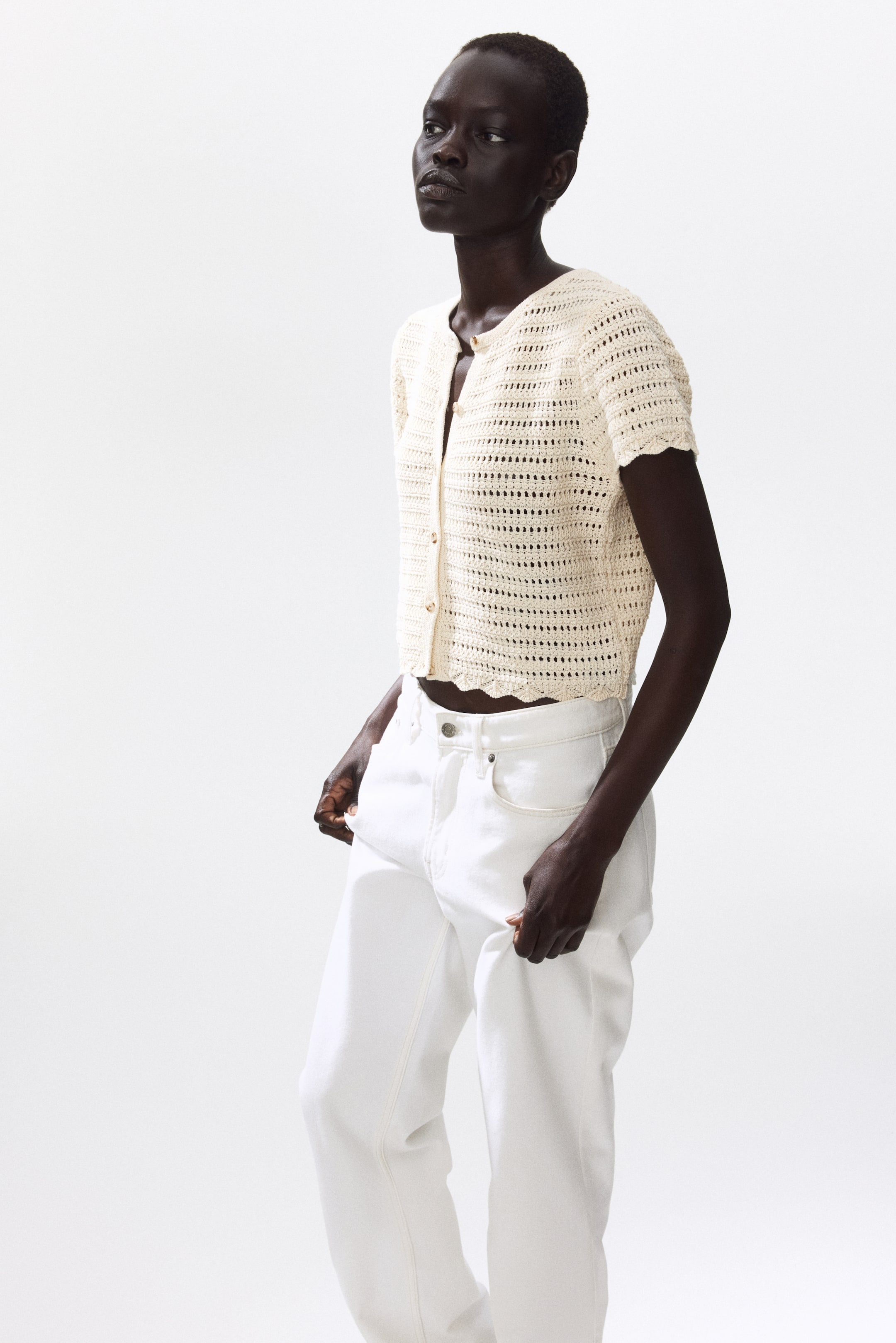 Pointelle-Knit Cardigan