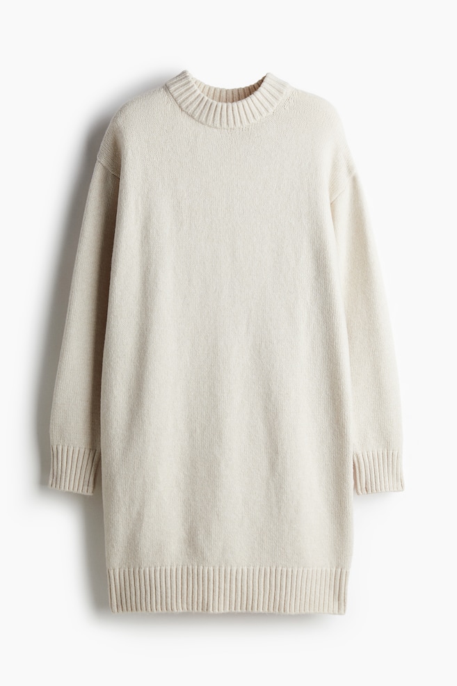 Robe en maille - Beige clair/Gris chiné - 1
