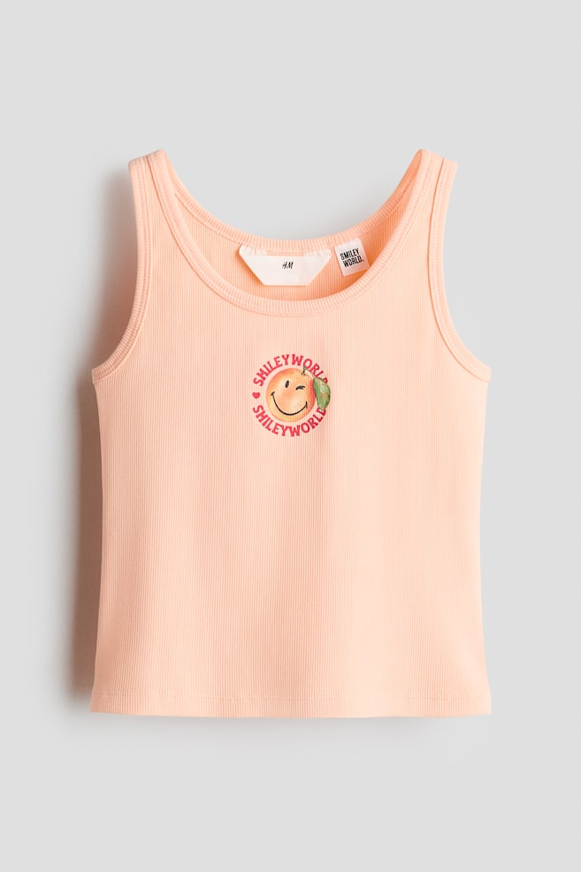 Tank Top with Printed Motif - Orange/SmileyWorld® - 1