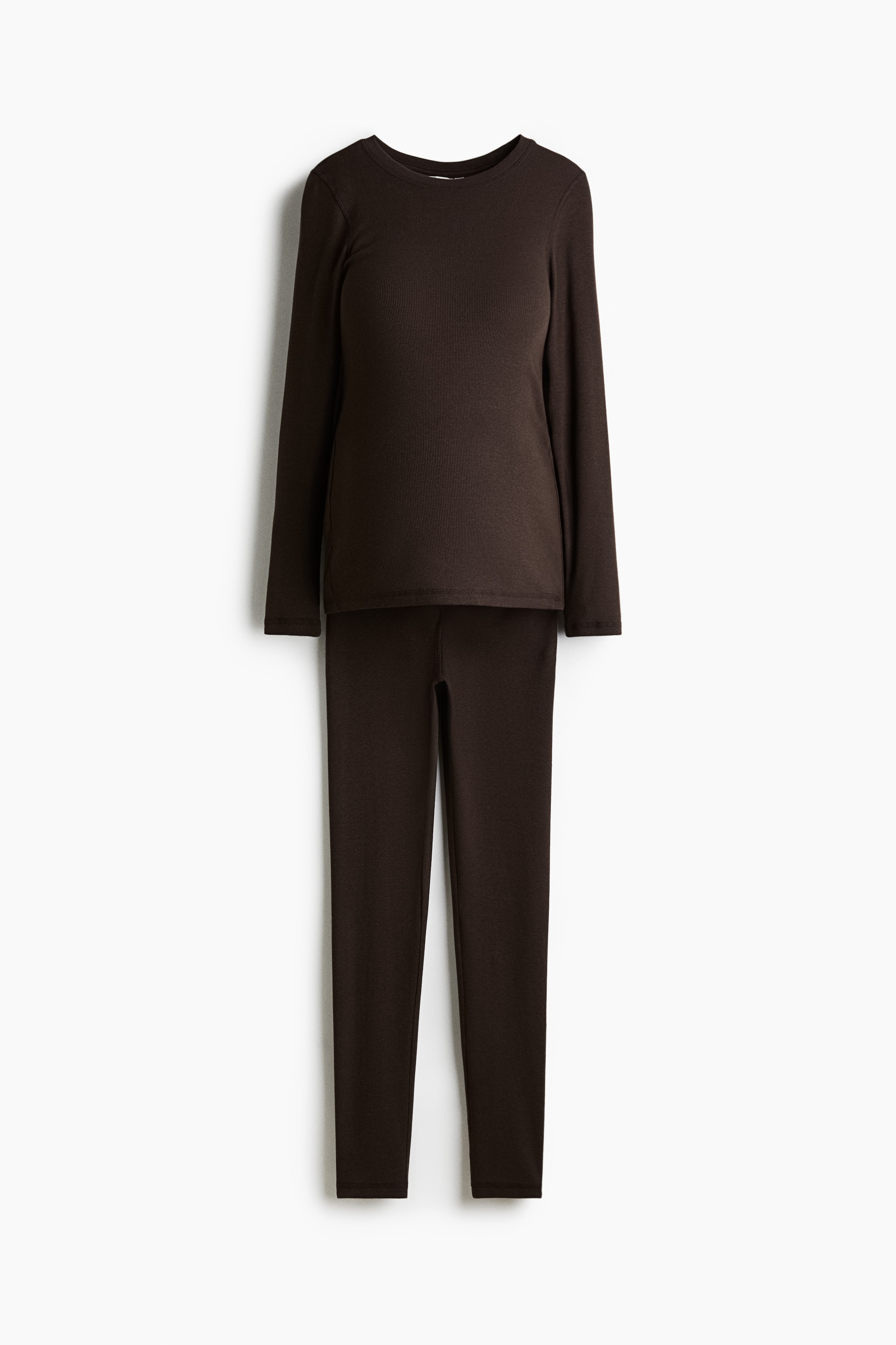 H&M MAMA - Dark brown MAMA 2-piece ribbed set - Size: M  - H&M