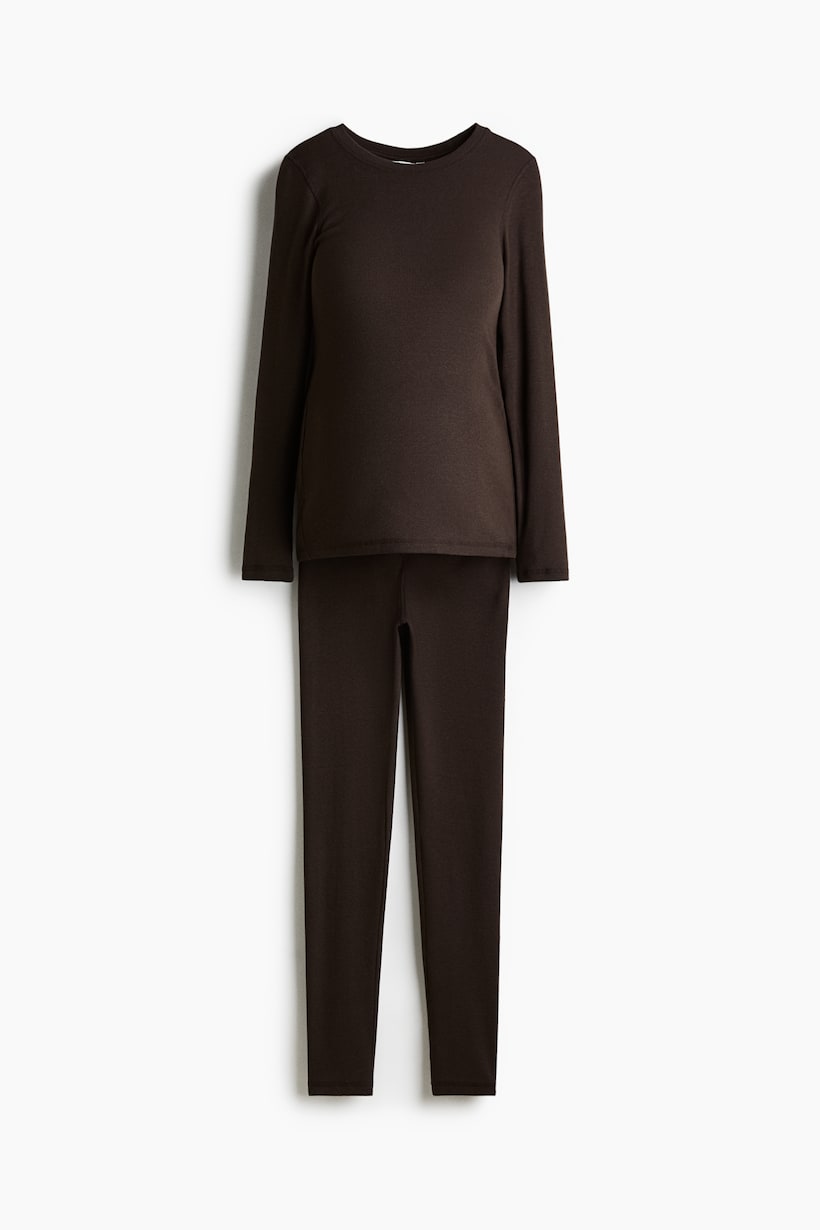 Pigiama Manica Lunga Donna Pigiama Allattamento Donna - Set Maniche Lunghe E Pantaloni 3/4 Pigiama Comodo Allattamento Tinta Unita - 10