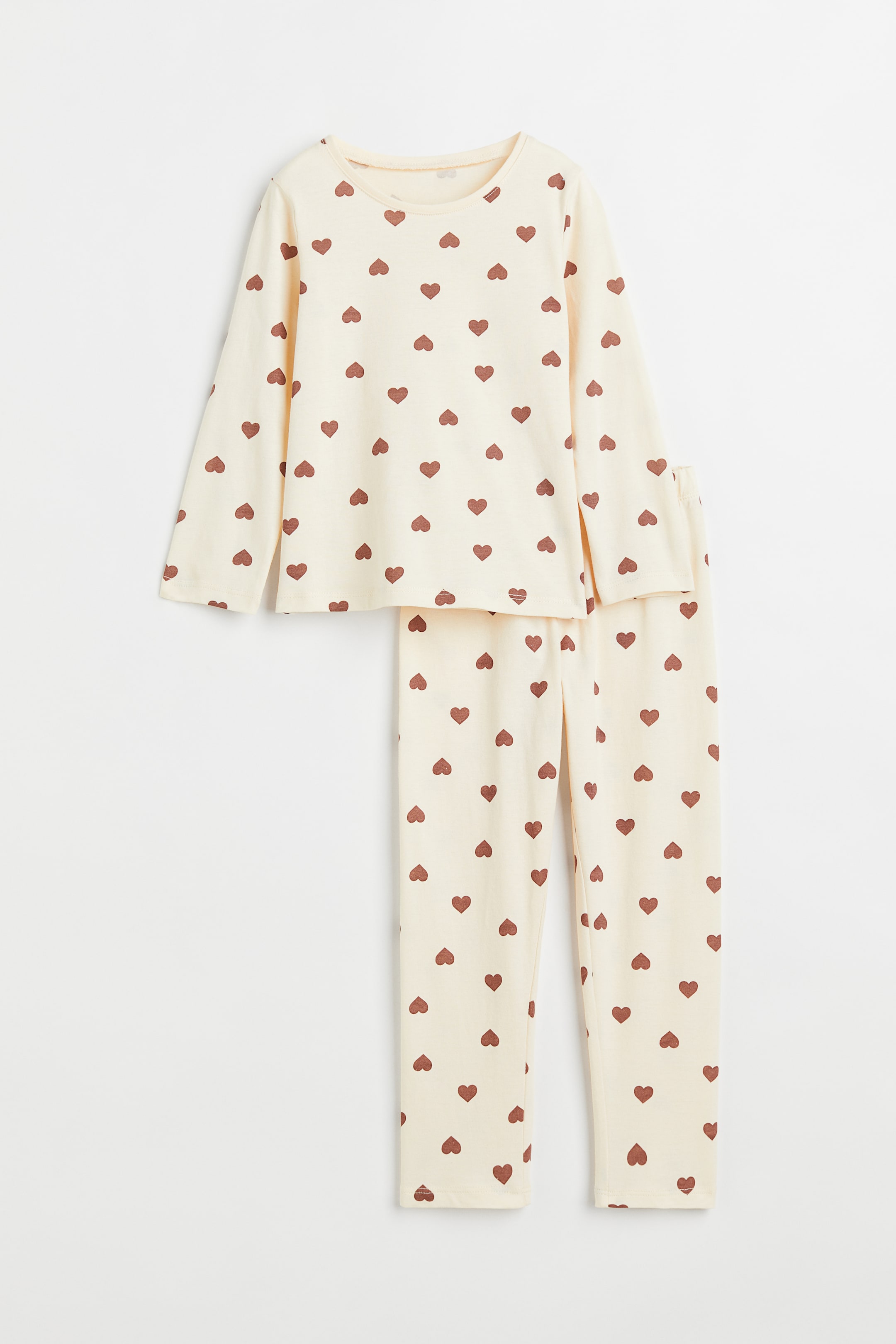 View larger image: Cotton jersey pyjamas - Light beige/Hearts - Kids | H&M 1