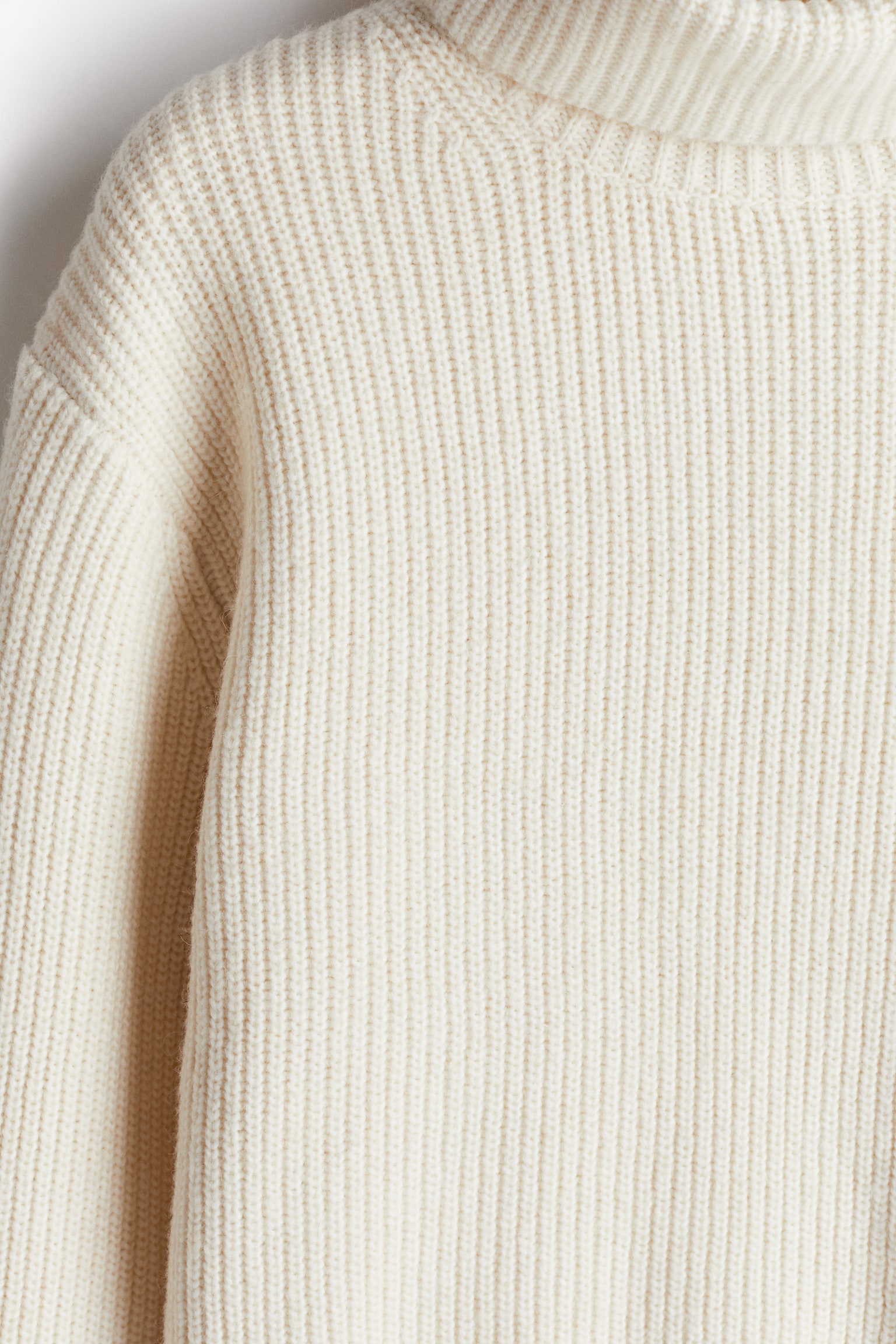 Rib-knit polo-neck jumper - クリーム/ブラック/グレージュ - 5