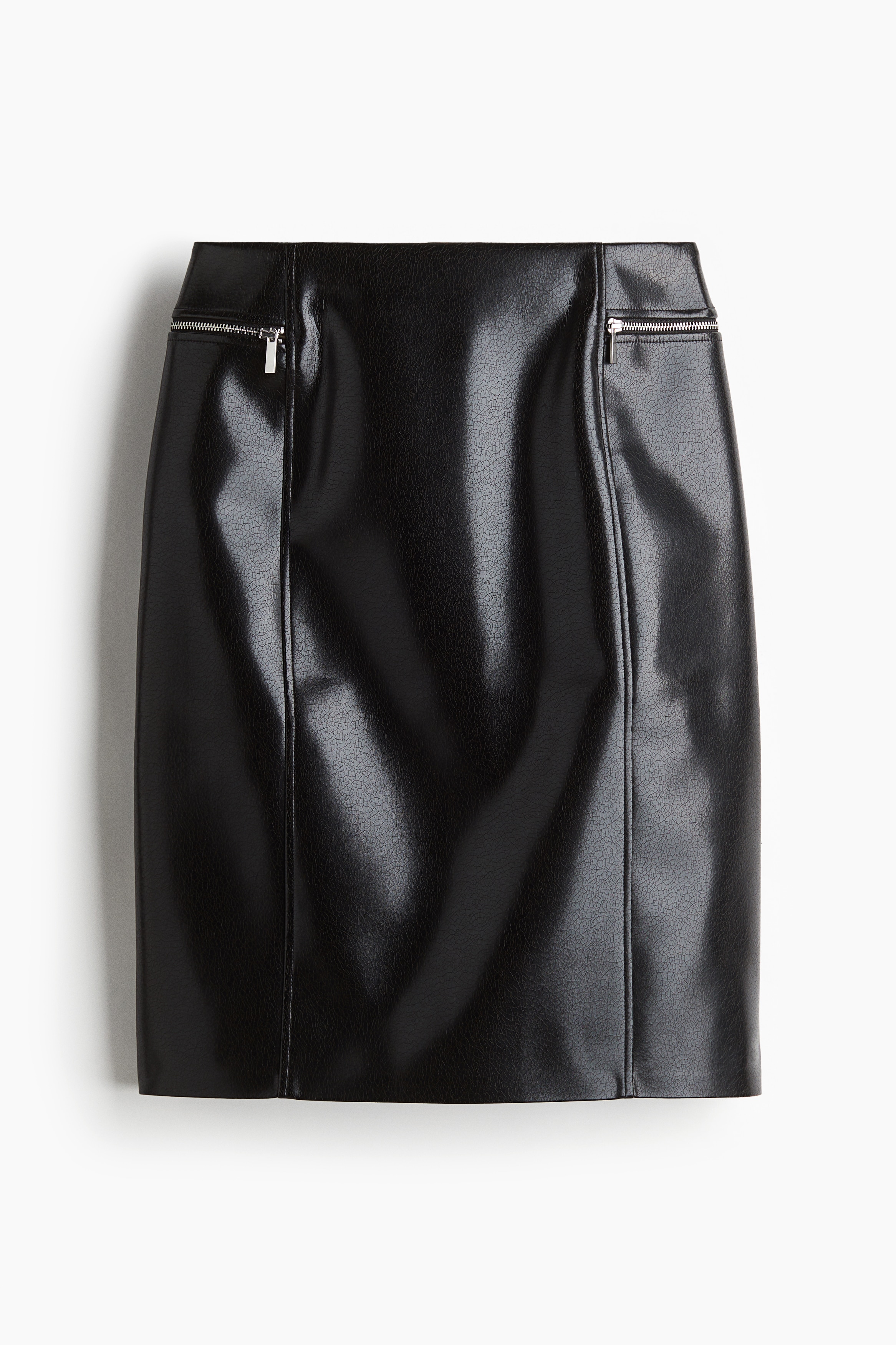 Φούστα pencil από ύφασμα με ειδική επεξεργασία - Μαύρο/Κόκκινο