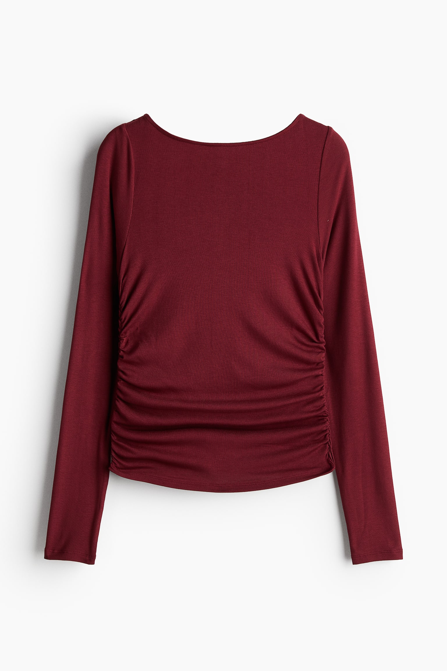 Gathered jersey top - Burgundy/Dark khaki green/Black/Light beige marl/Cream - 2