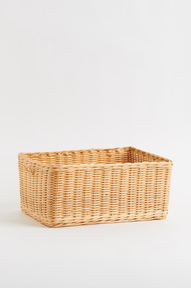 Rattan storage basket - Light beige - 1