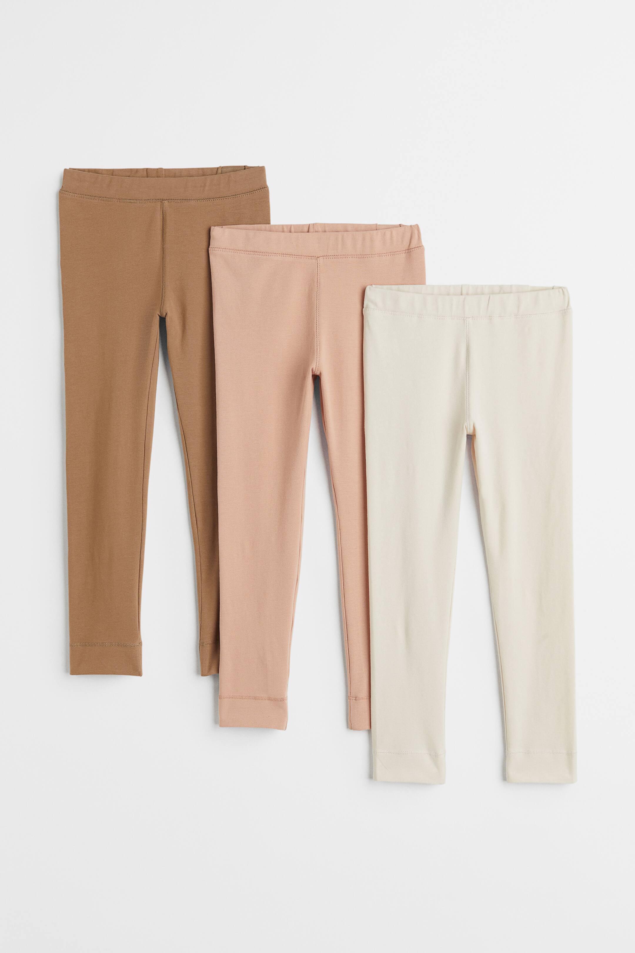View larger image: 3-pack cotton leggings - Beige/Light pink/Natural white - Kids | H&M 1