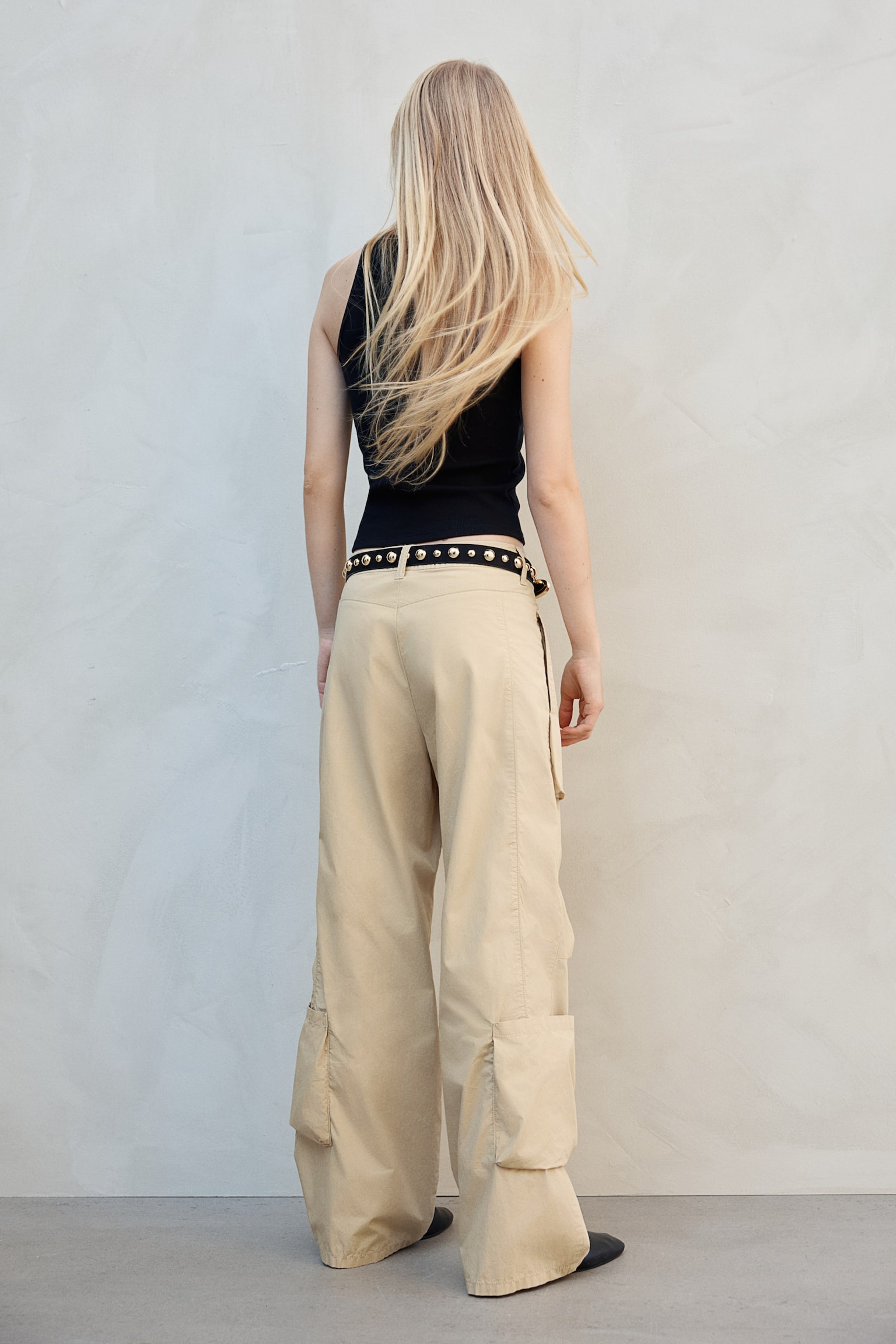 Cotton cargo trousers - Light beige/Black/Beige - 4