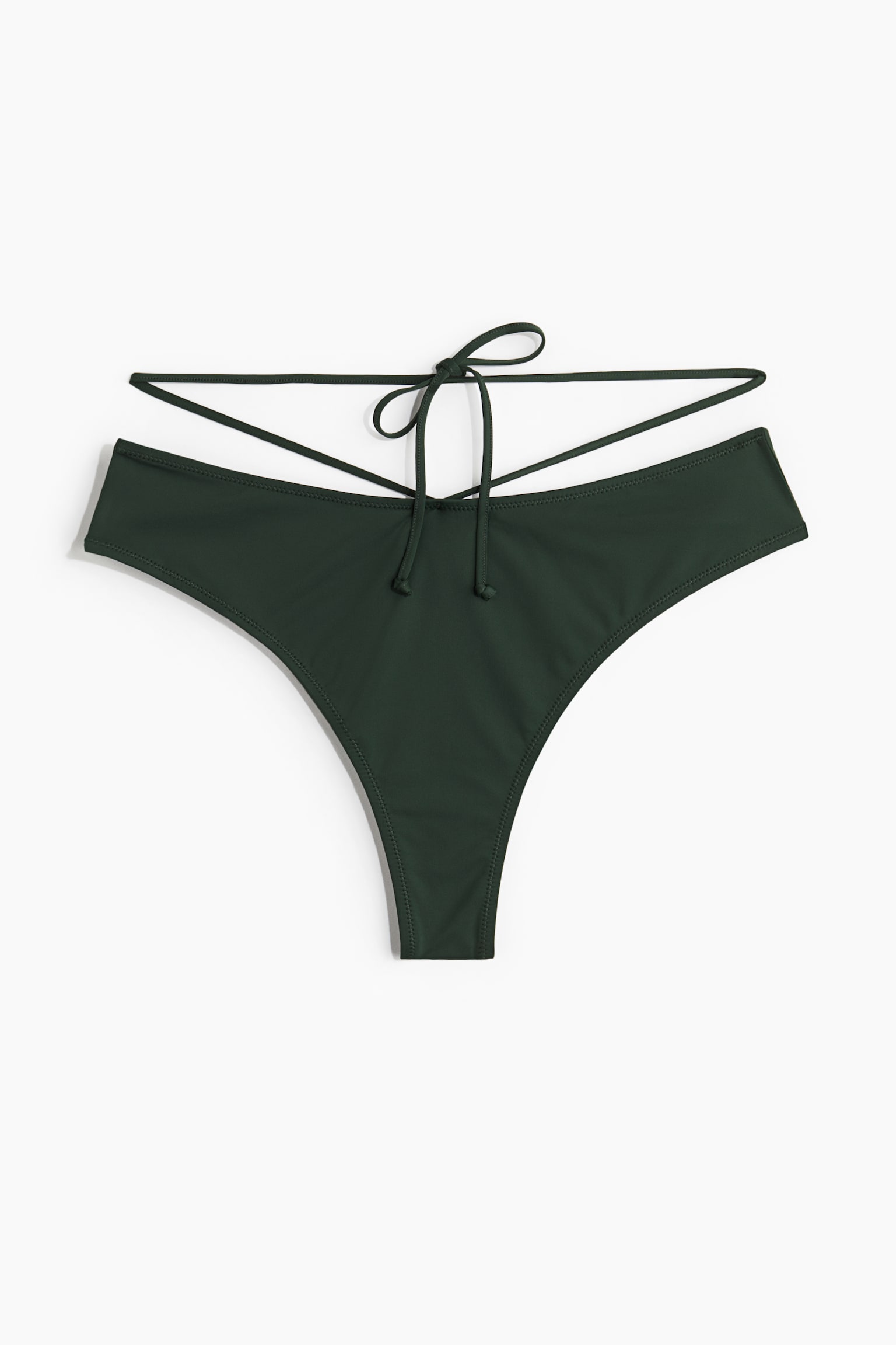 Tie-detail Brazilian bikini bottoms - Dark green - 2