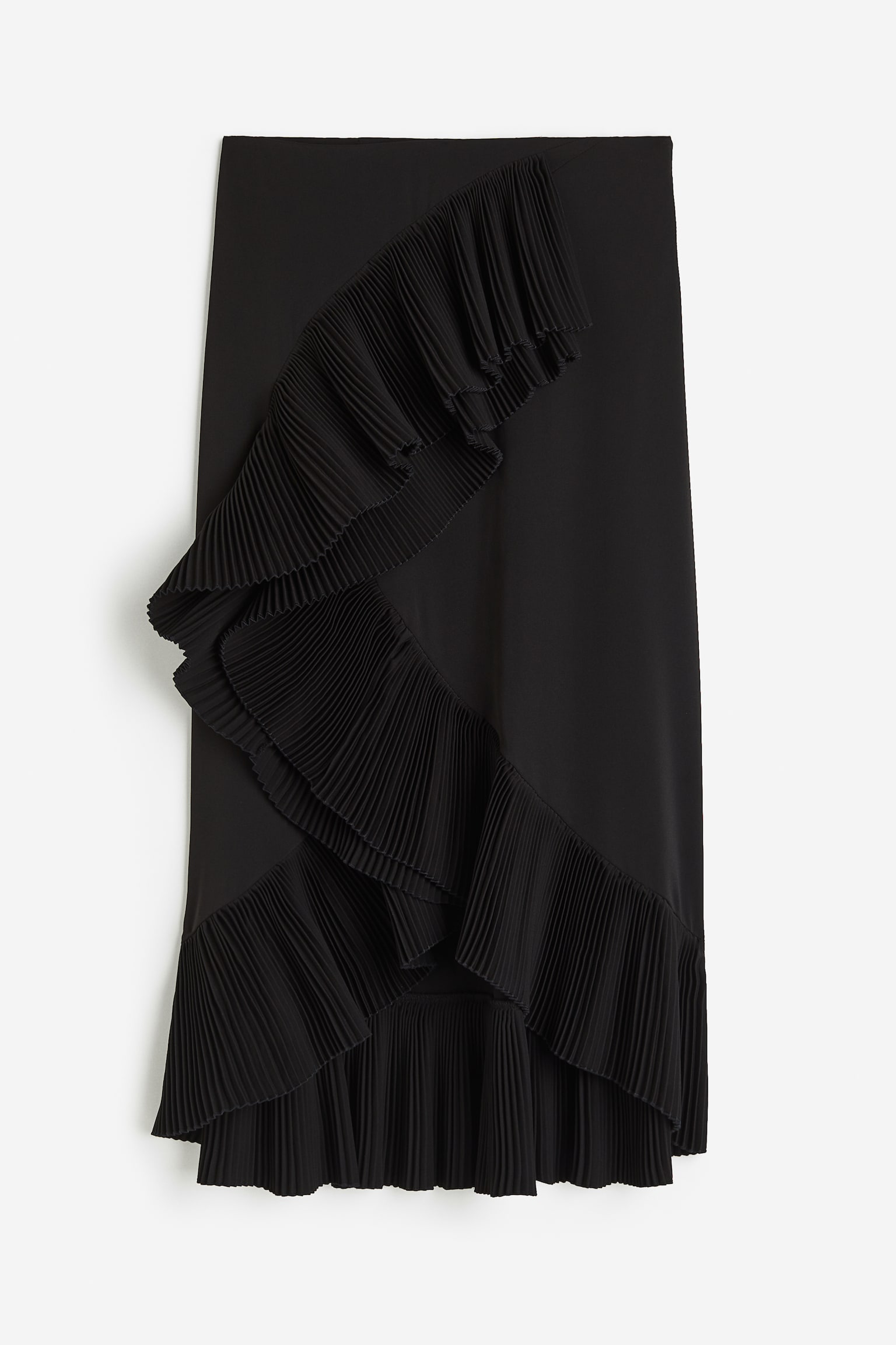 Flounce Trim Skirt - Black - 1