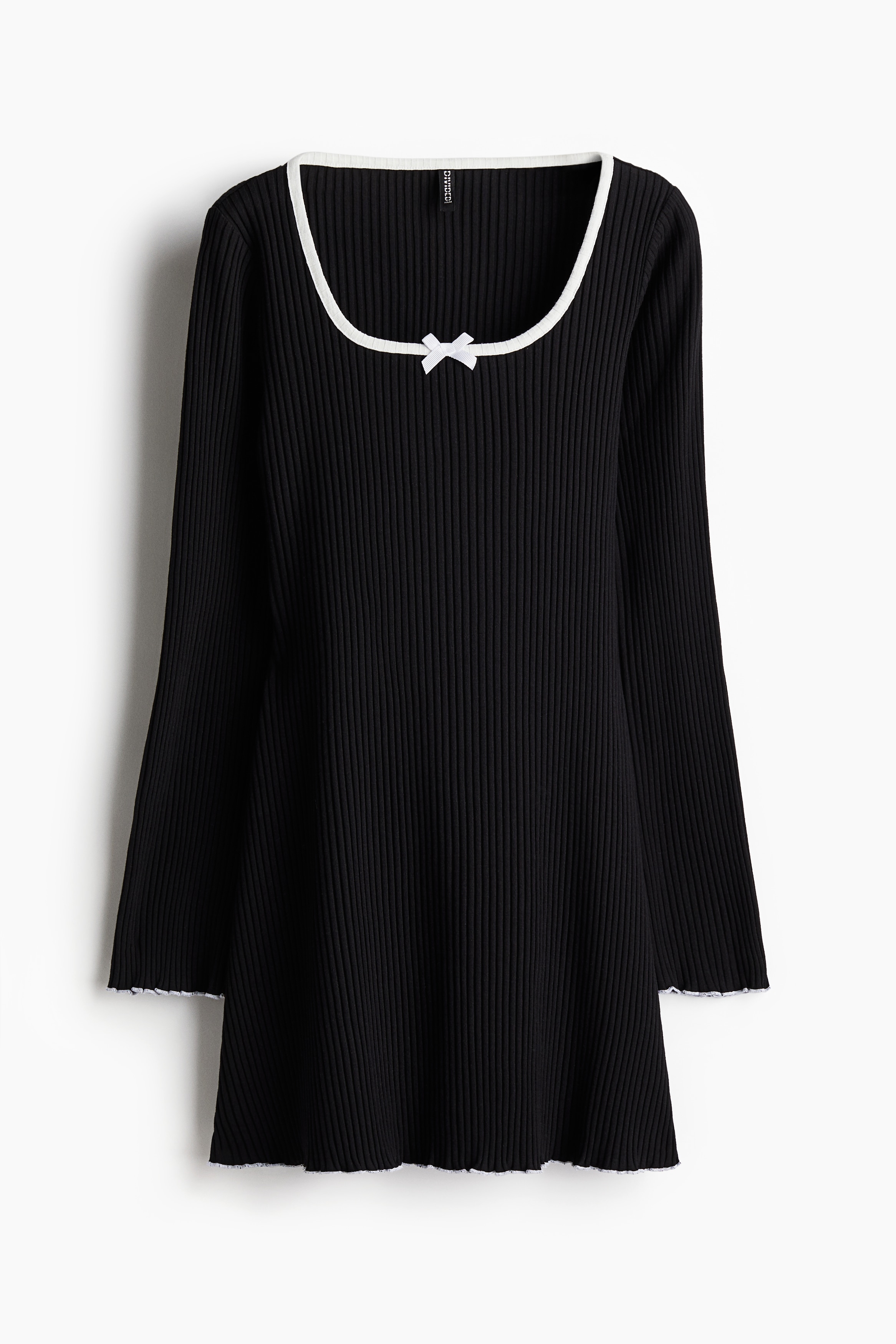 Ribbed Dress with Flared Skirt - Black - Ladies | H&M US