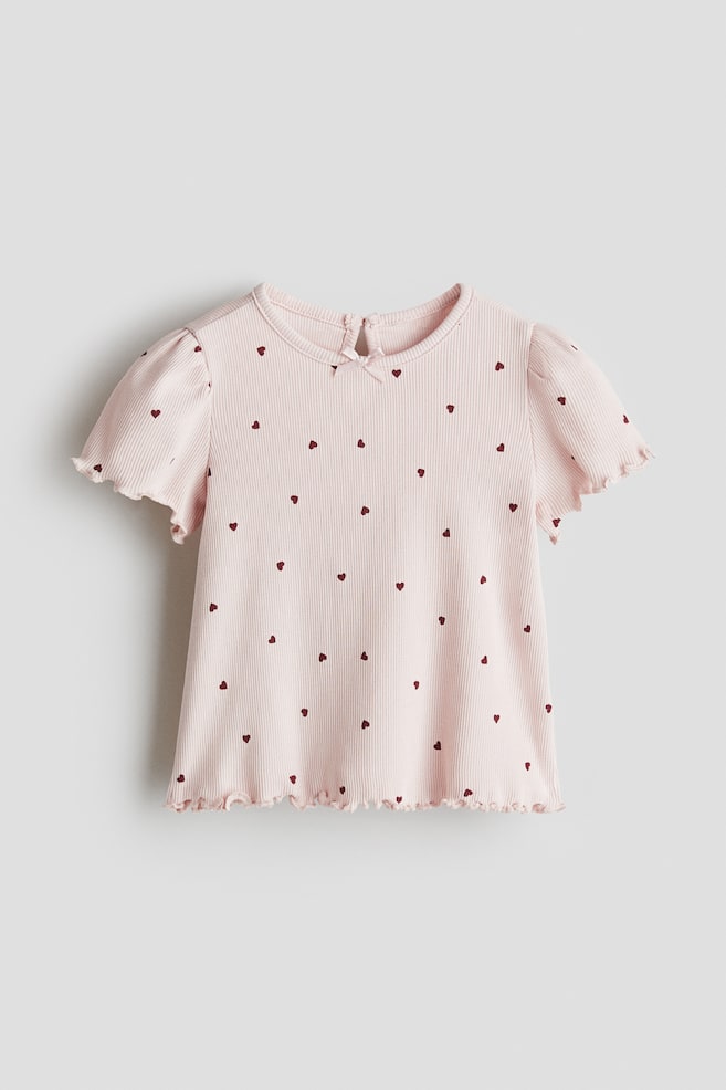 Printed Cotton Top - Light pink/hearts/Light blue/bows/White/floral - 1