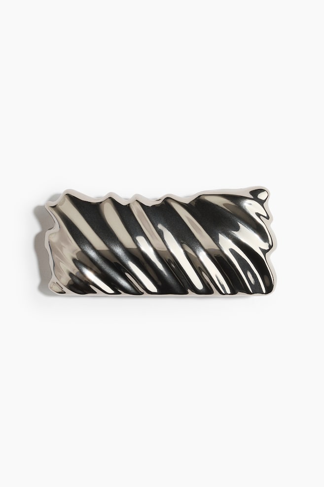 Wavy Metal Clutch Bag - Silver-colored - 1