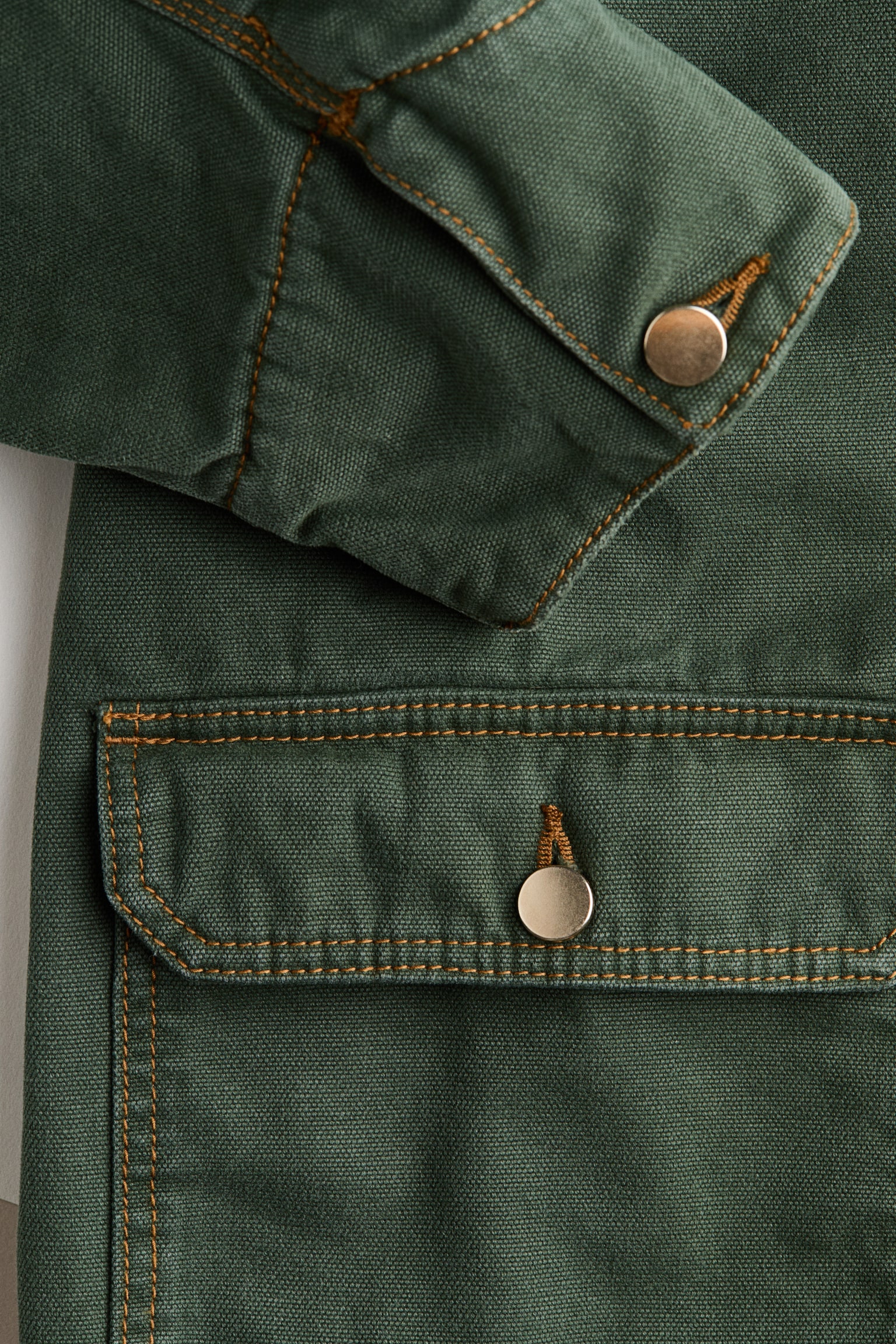 Oversized corduroy-collar jacket - Dark green - 8