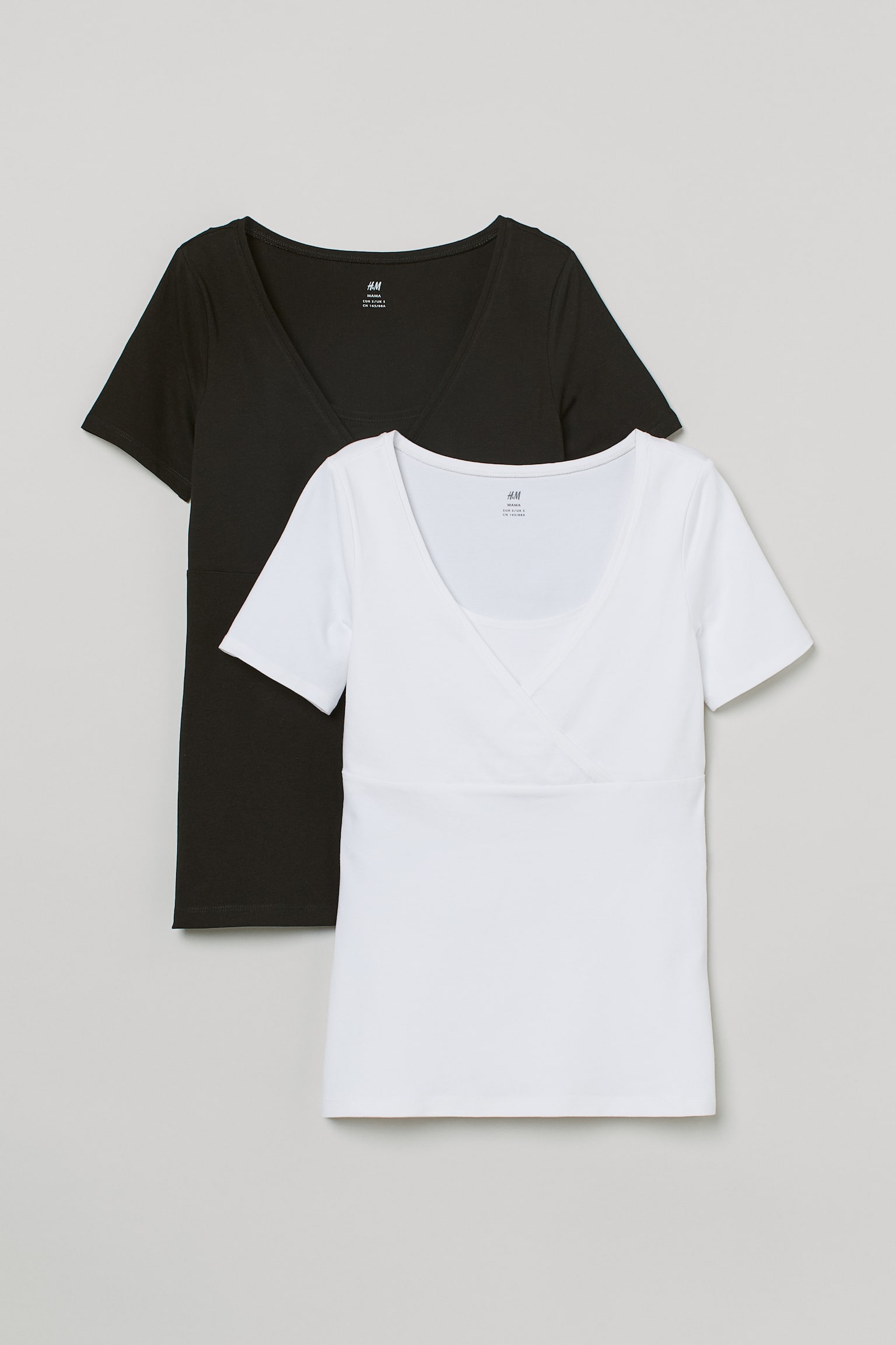 MAMA 2-pack Nursing Tops - Black/White/Black - 1