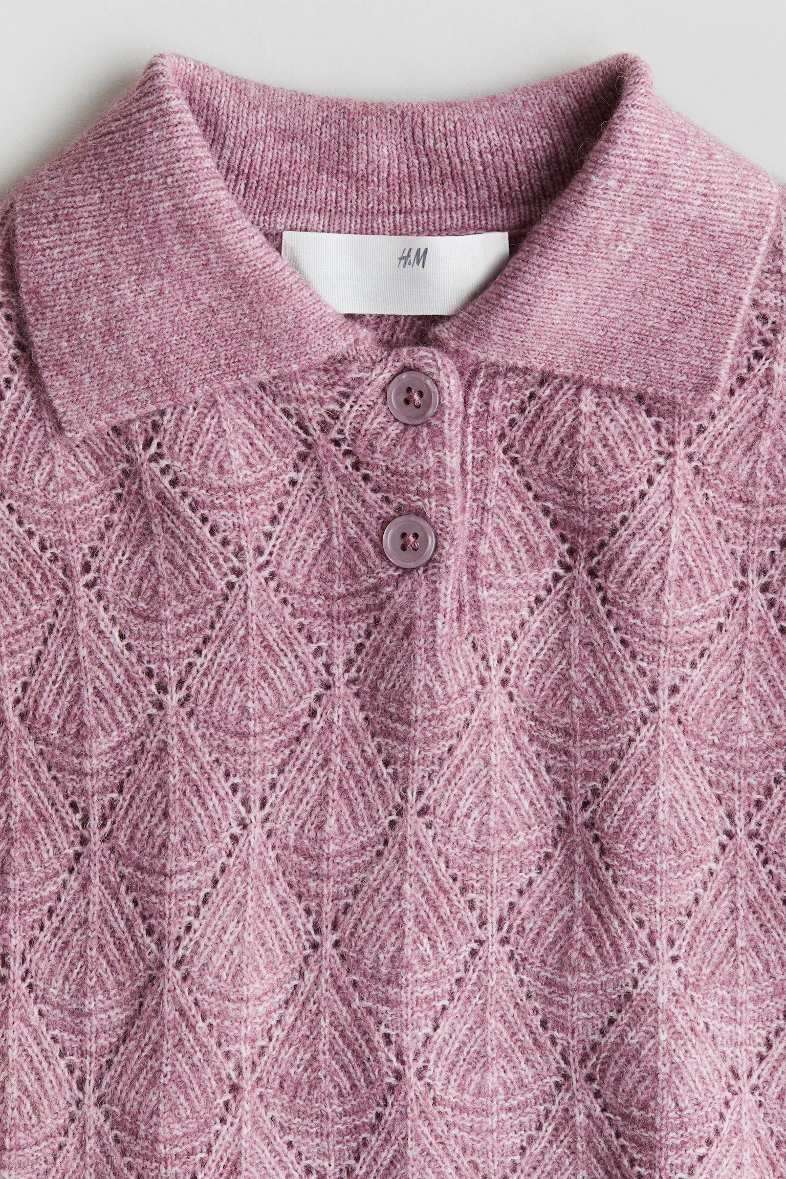 Pointelle-knit jumper - Pink/Cream - 2