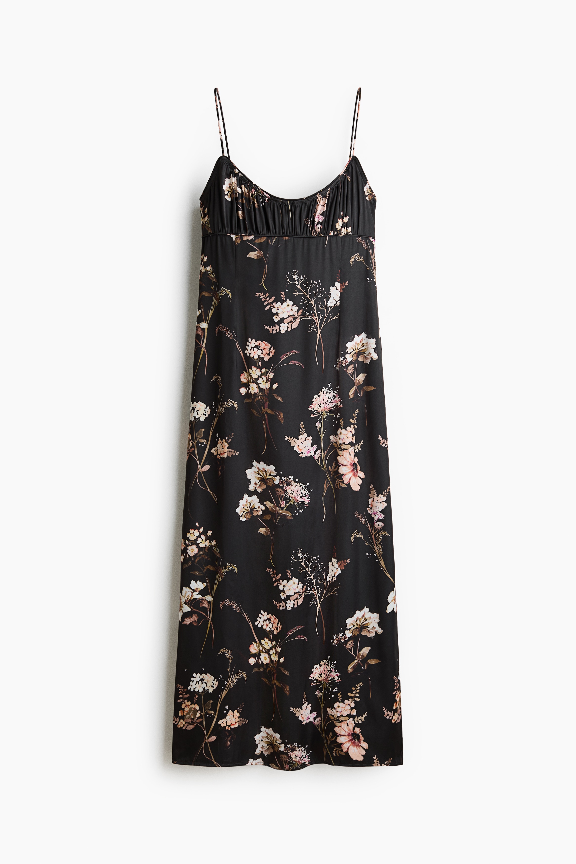 Bedrucktes Trägerkleid - Schwarz/Geblümt/Hellbeige/Geblümt